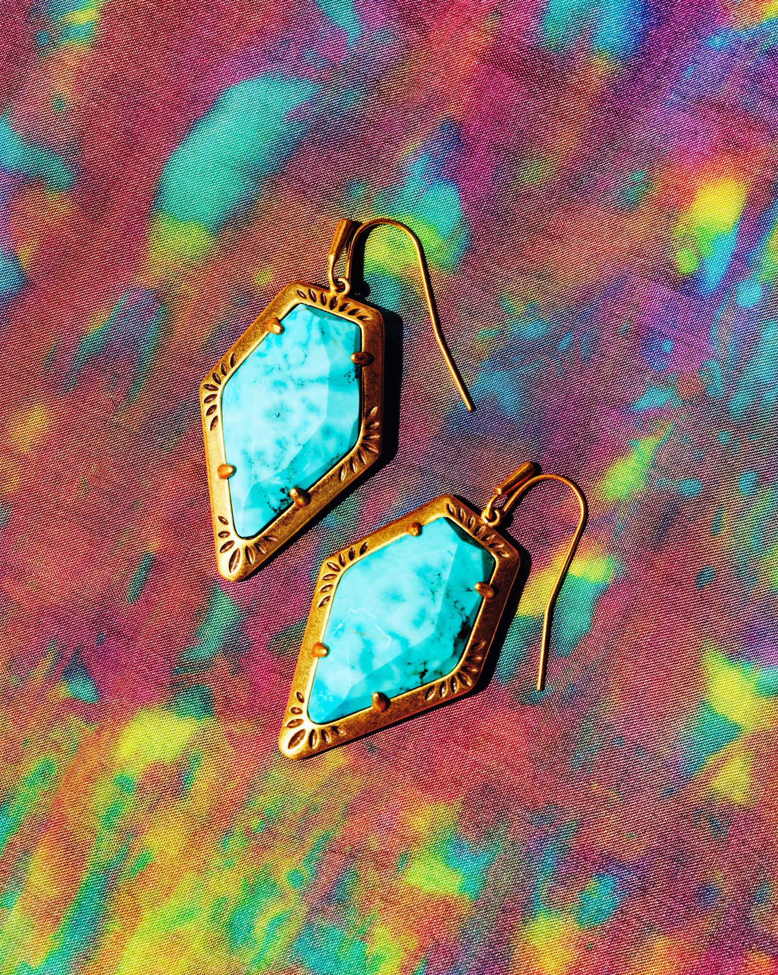 Tessa Vintage Gold Etch Frame Drop Earrings