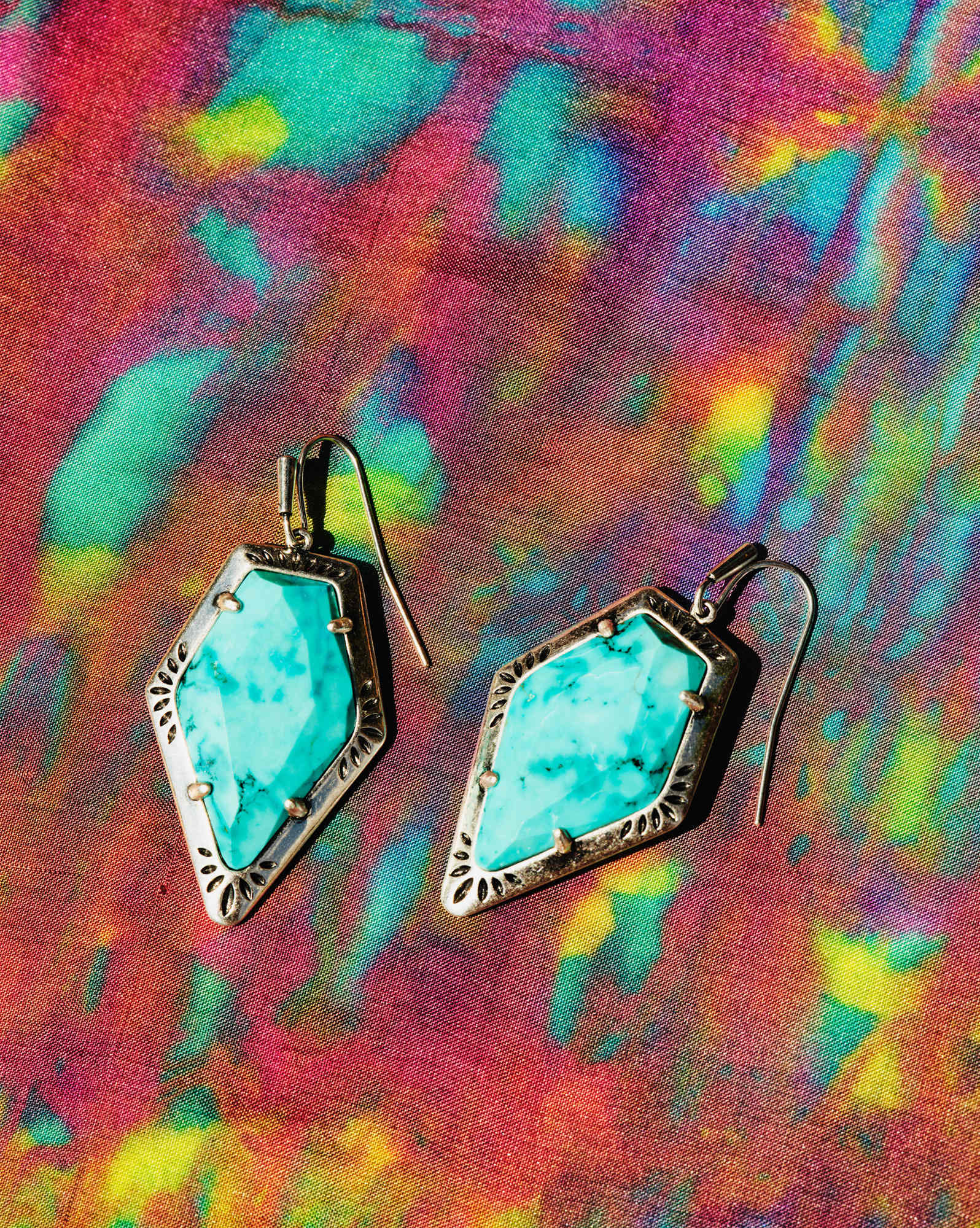 Tessa Vintage Silver Etch Frame Drop Earrings