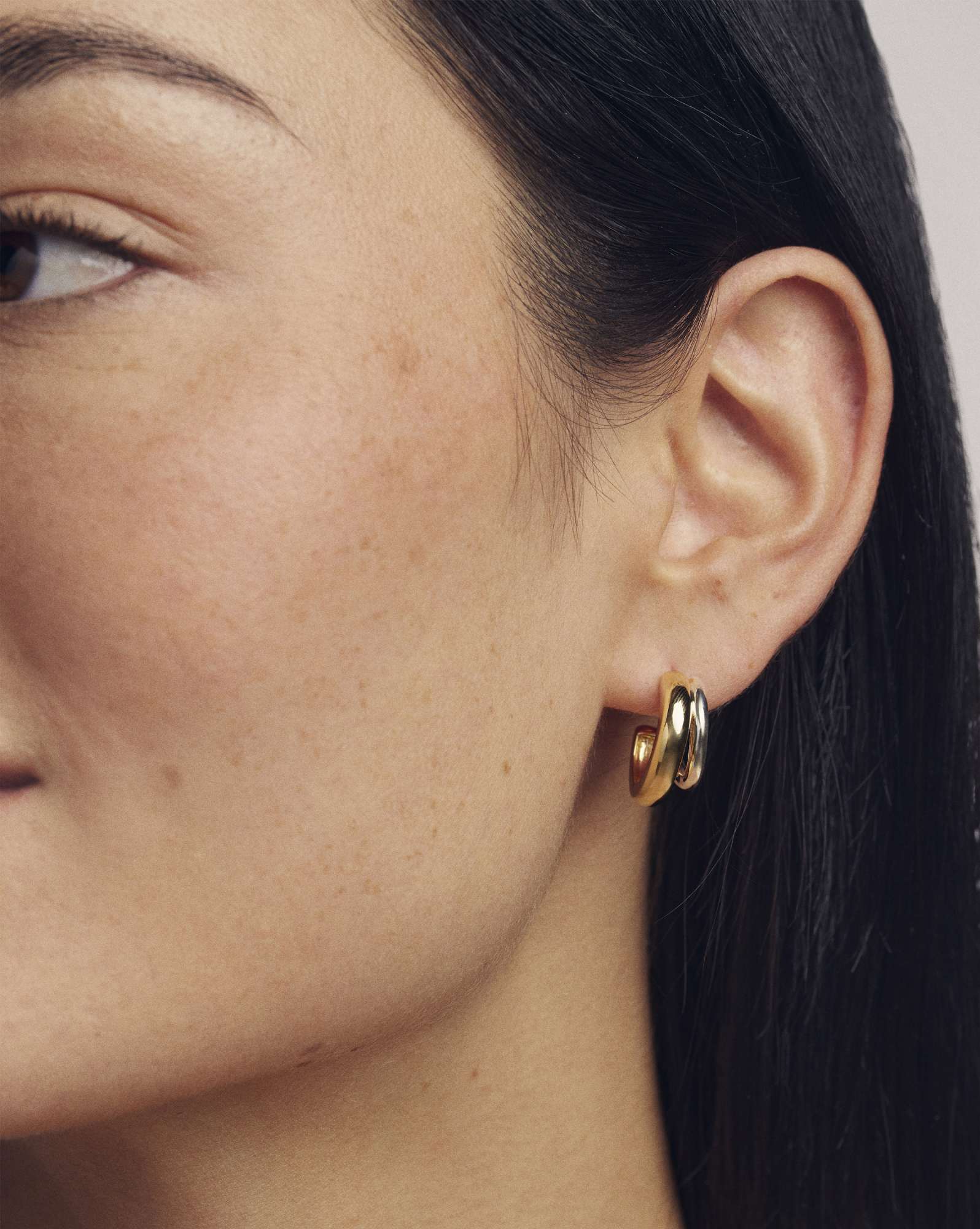 Meg Mixed Metal Double Huggie Earrings