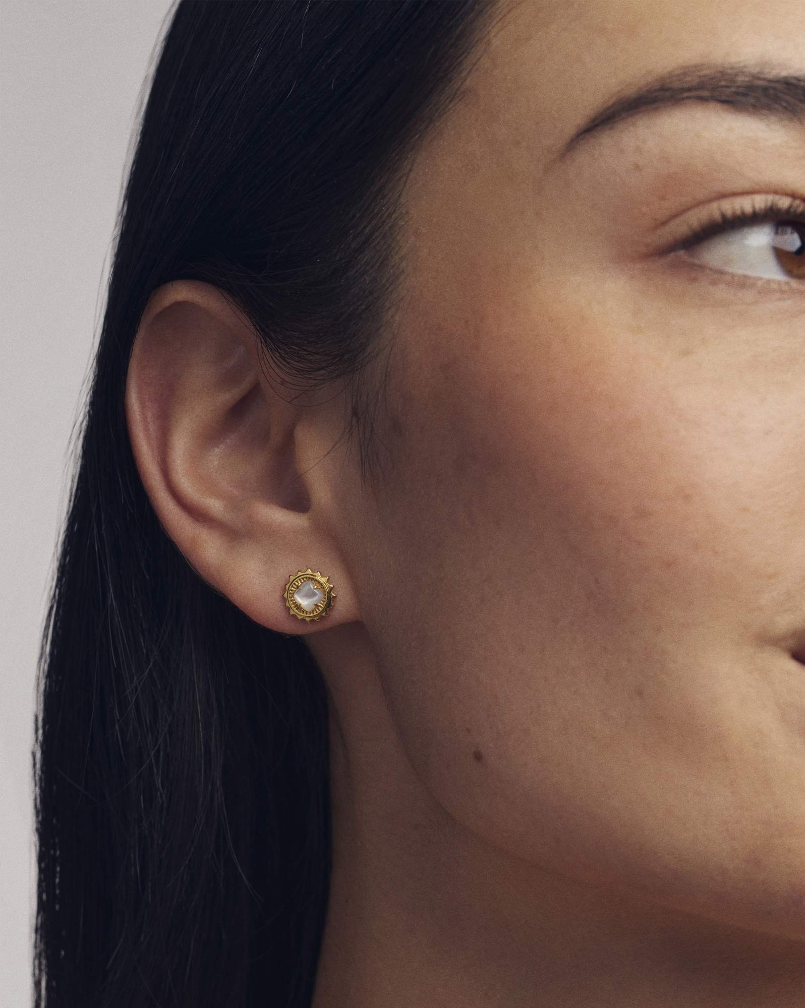 Dira Sun 18k Gold Vermeil Stone Stud Earrings