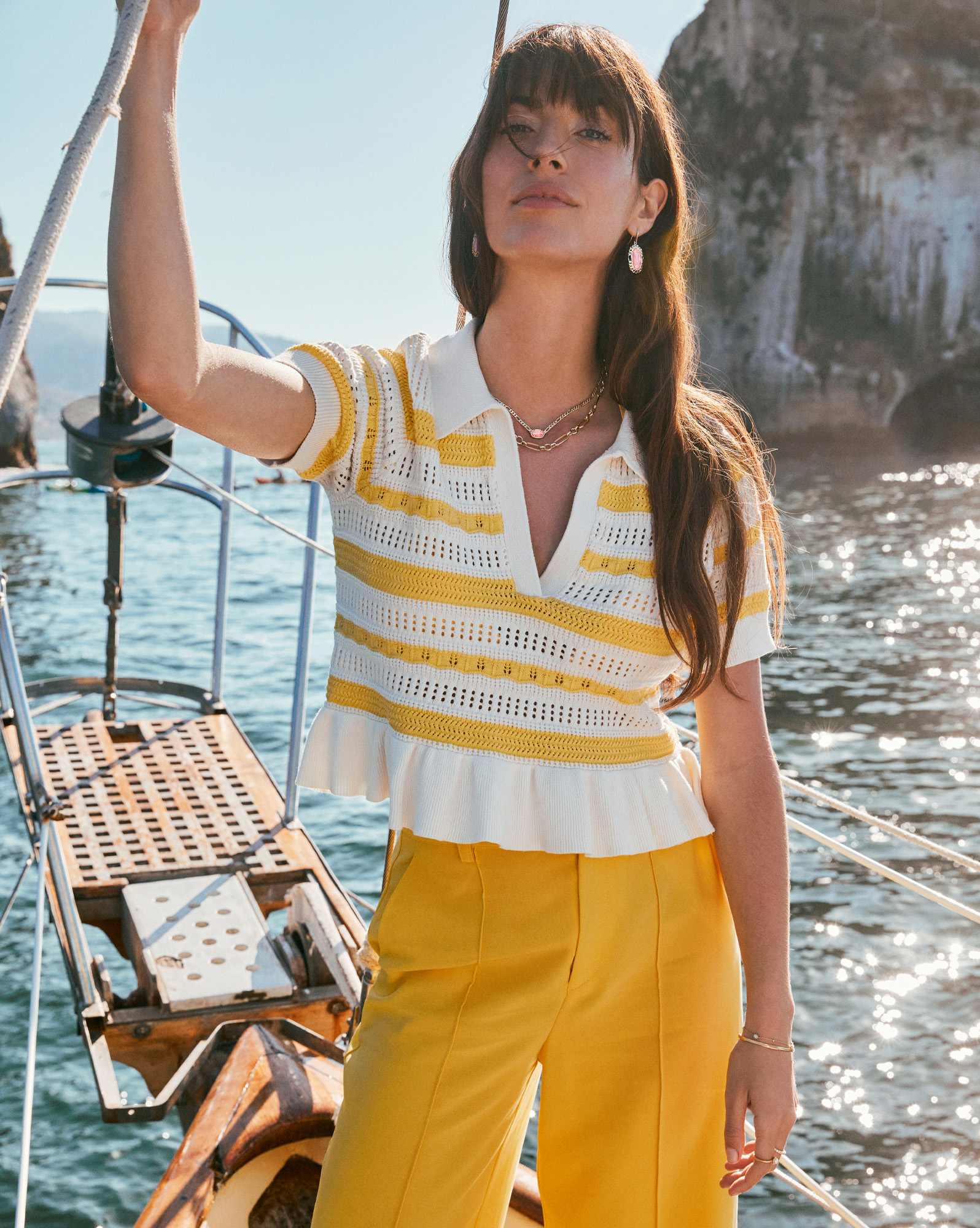 Dani Gold Figaro Frame Drop Earrings