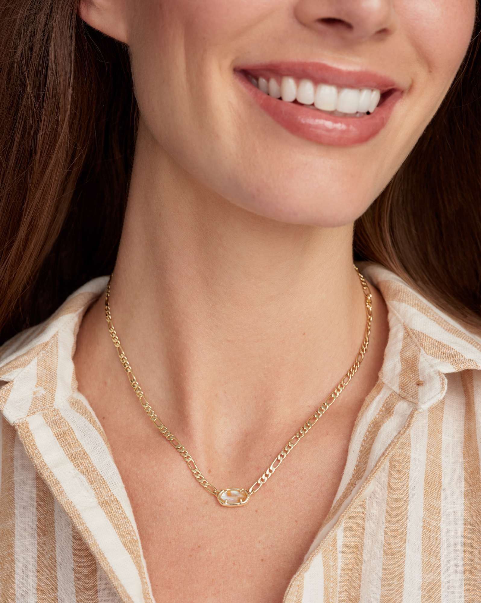 Elisa Gold Figaro Chain Short Pendant Necklace