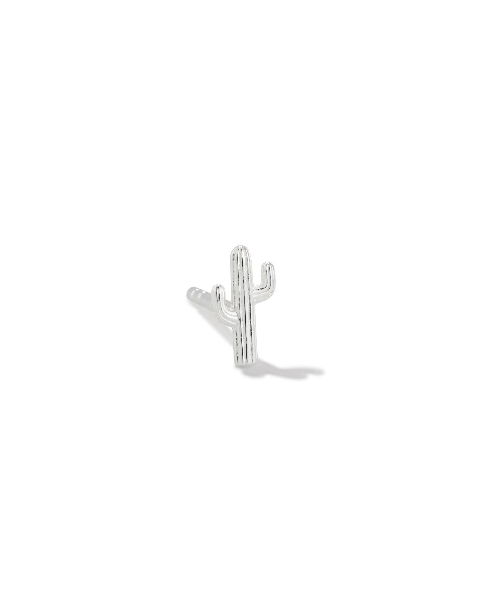 Mini Cactus Single Stud Earring in Sterling Silver