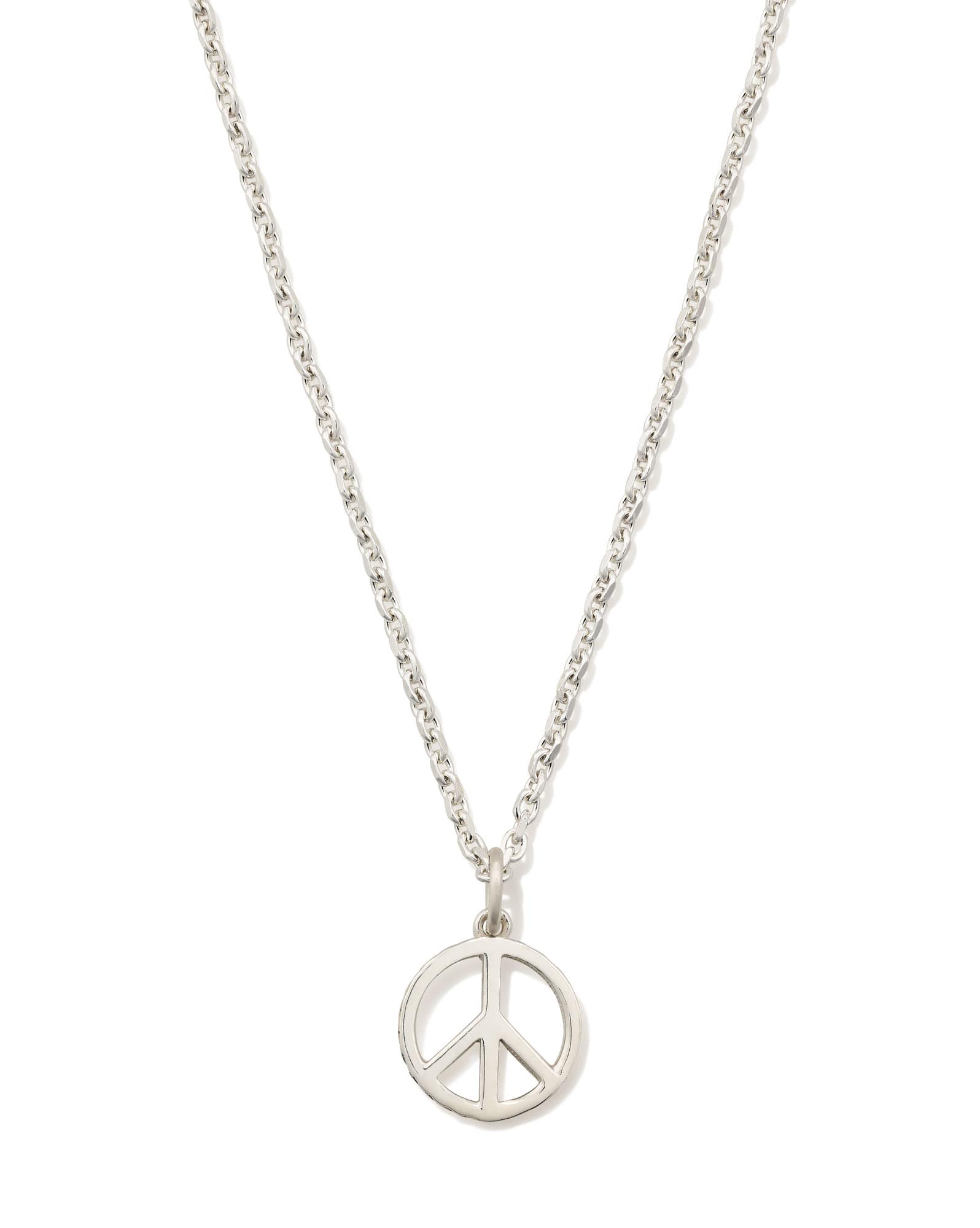 Mini Peace Sign Pendant Necklace in Sterling Silver