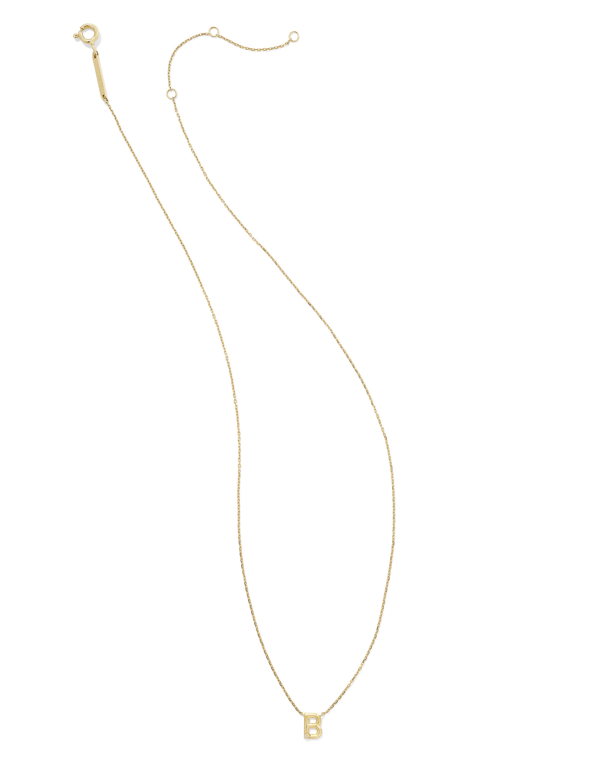 Diamond Accent Letter B 14k Yellow Gold Pendant Necklace in White Diamond