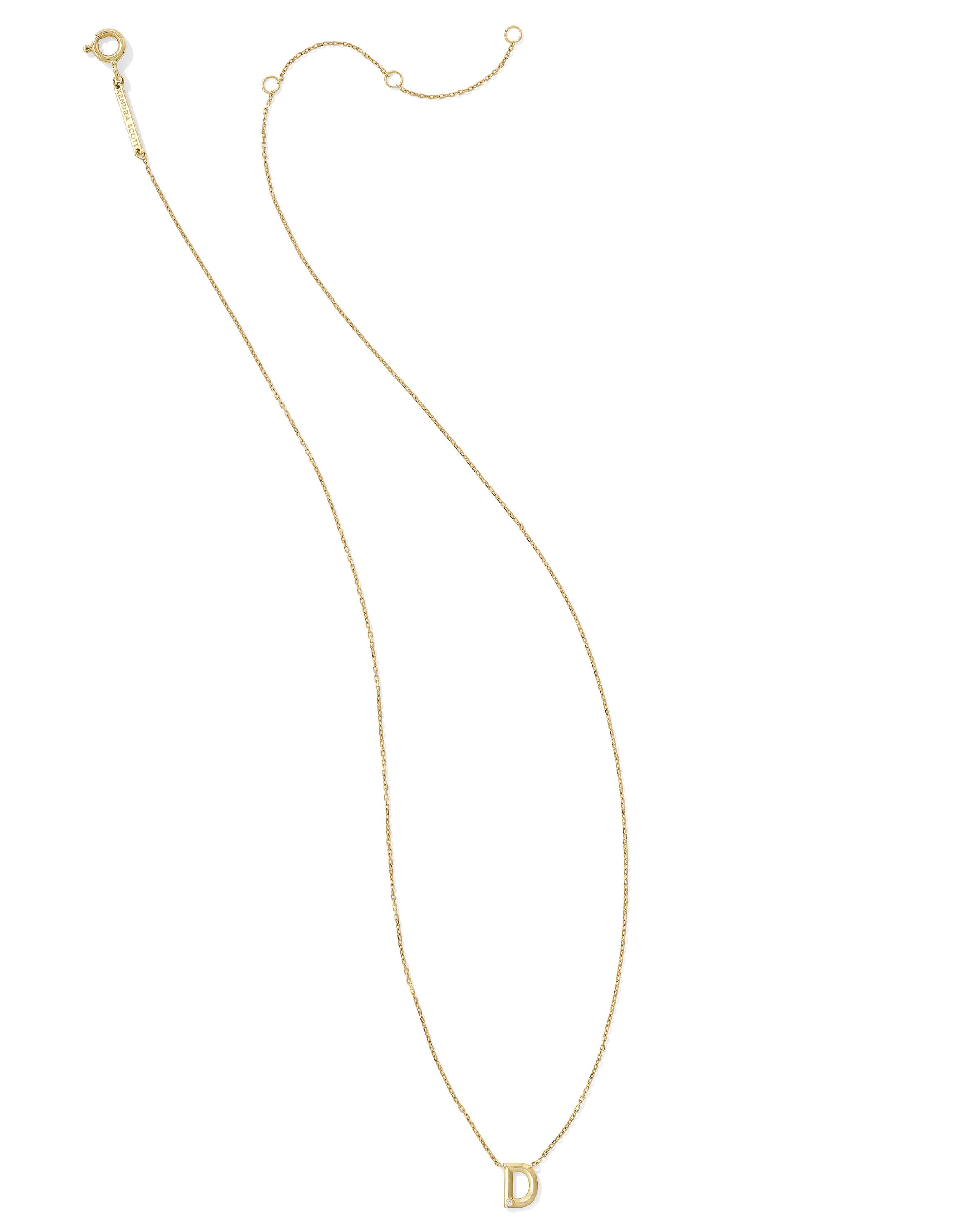 Diamond Accent Letter D 14k Yellow Gold Pendant Necklace in White Diamond