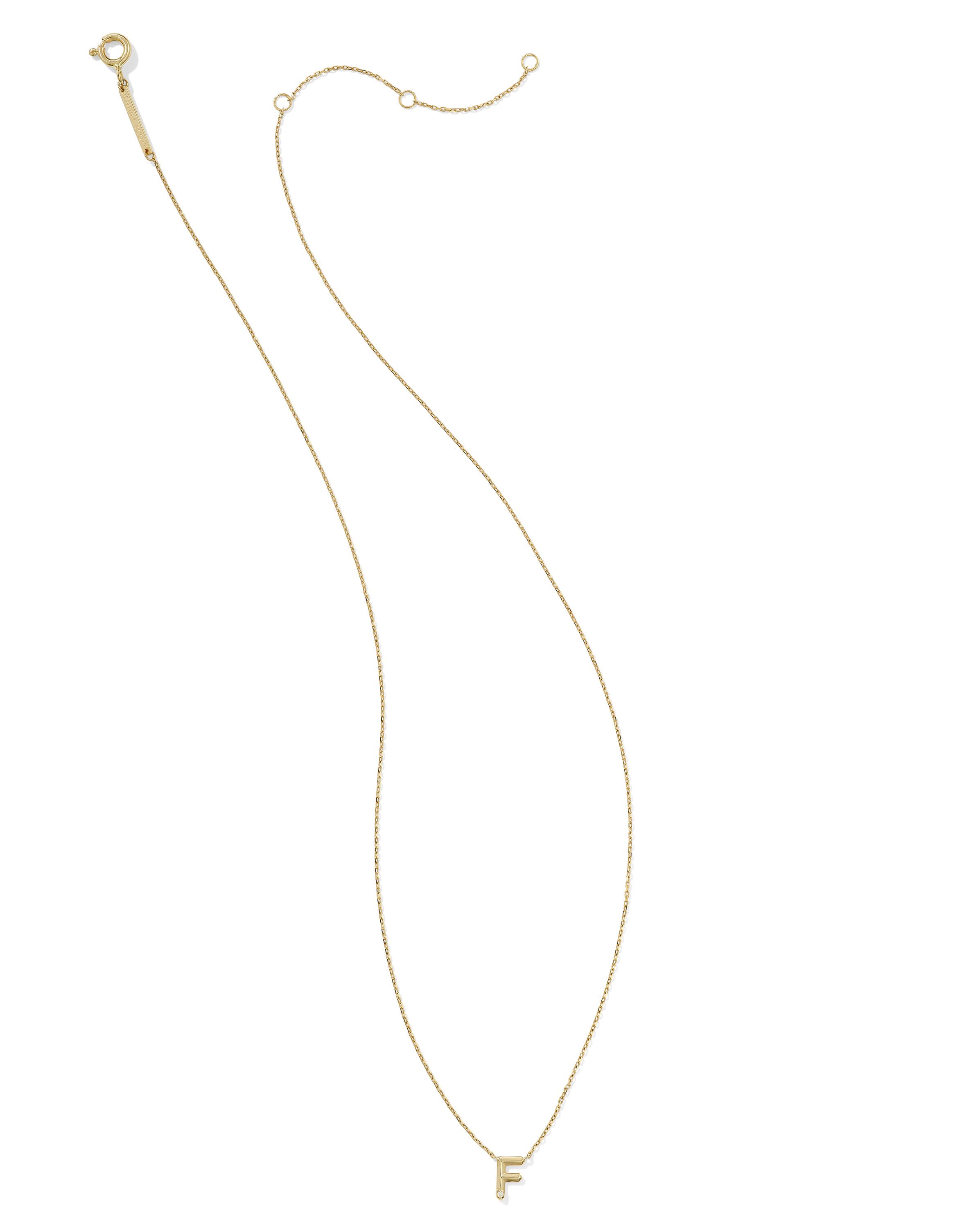 Diamond Accent Letter F 14k Yellow Gold Pendant Necklace in White Diamond