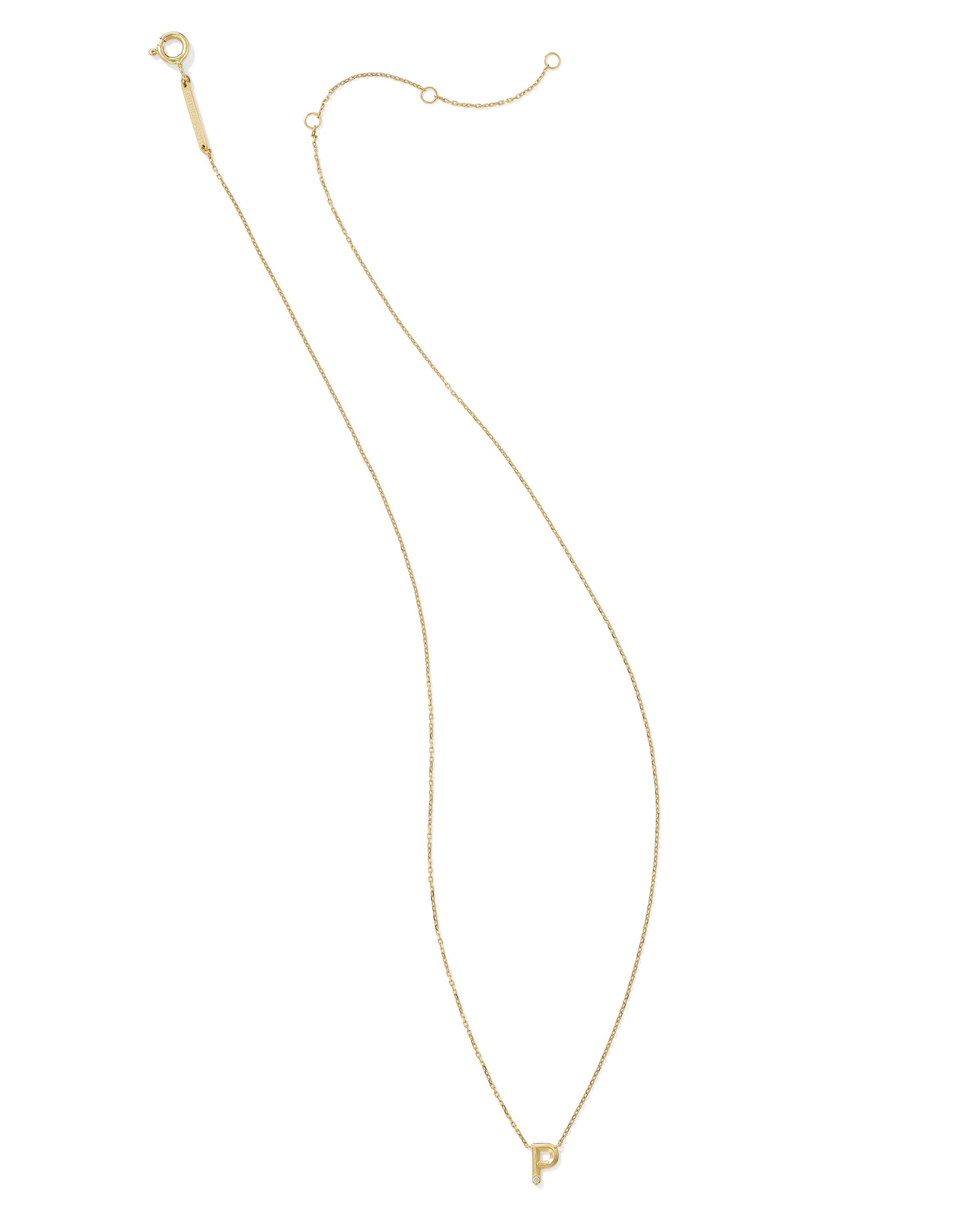 Diamond Accent Letter P 14k Yellow Gold Pendant Necklace in White Diamond
