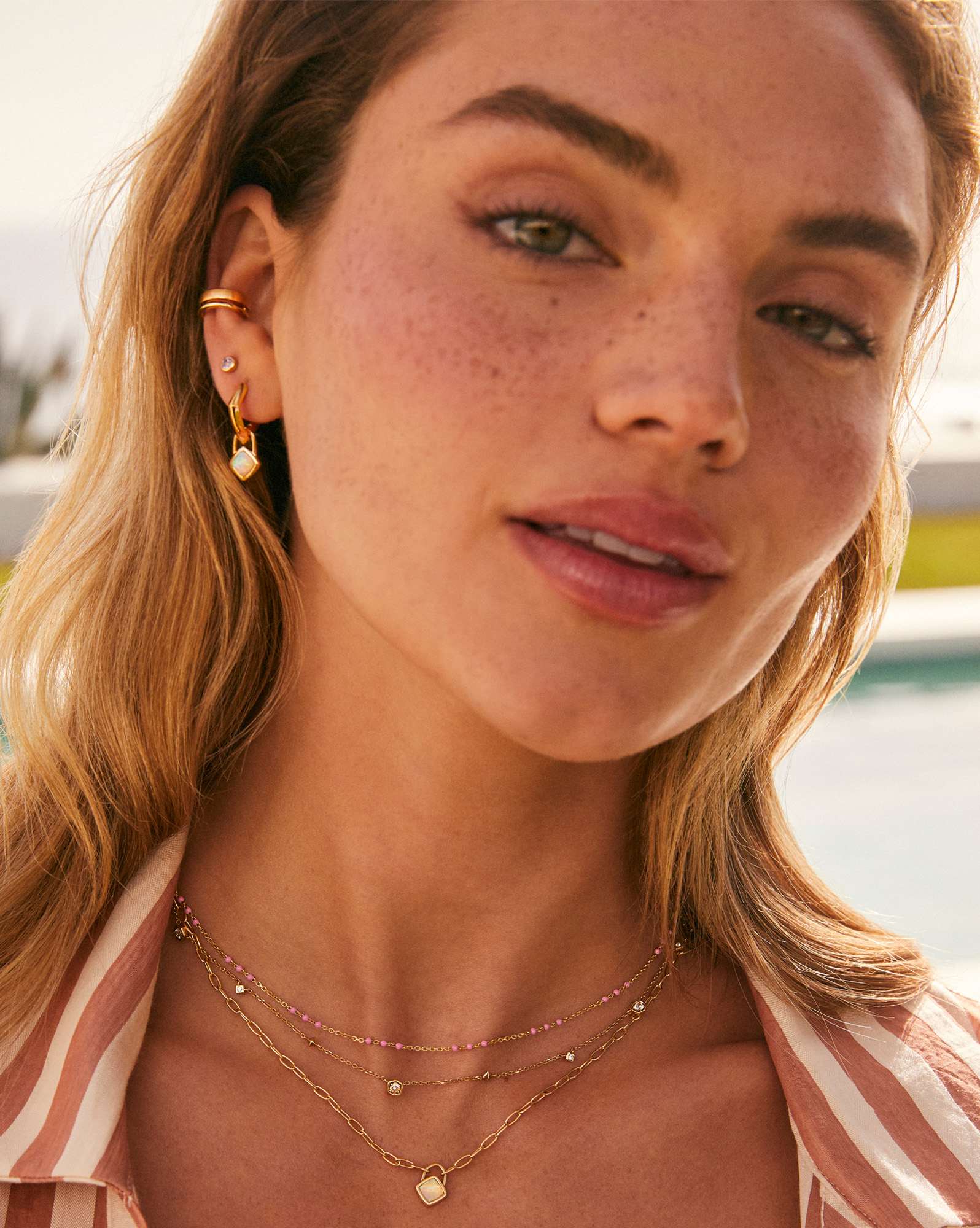 Greer 18k Gold Vermeil Paperclip Pendant Necklace in White Lab Grown Opal