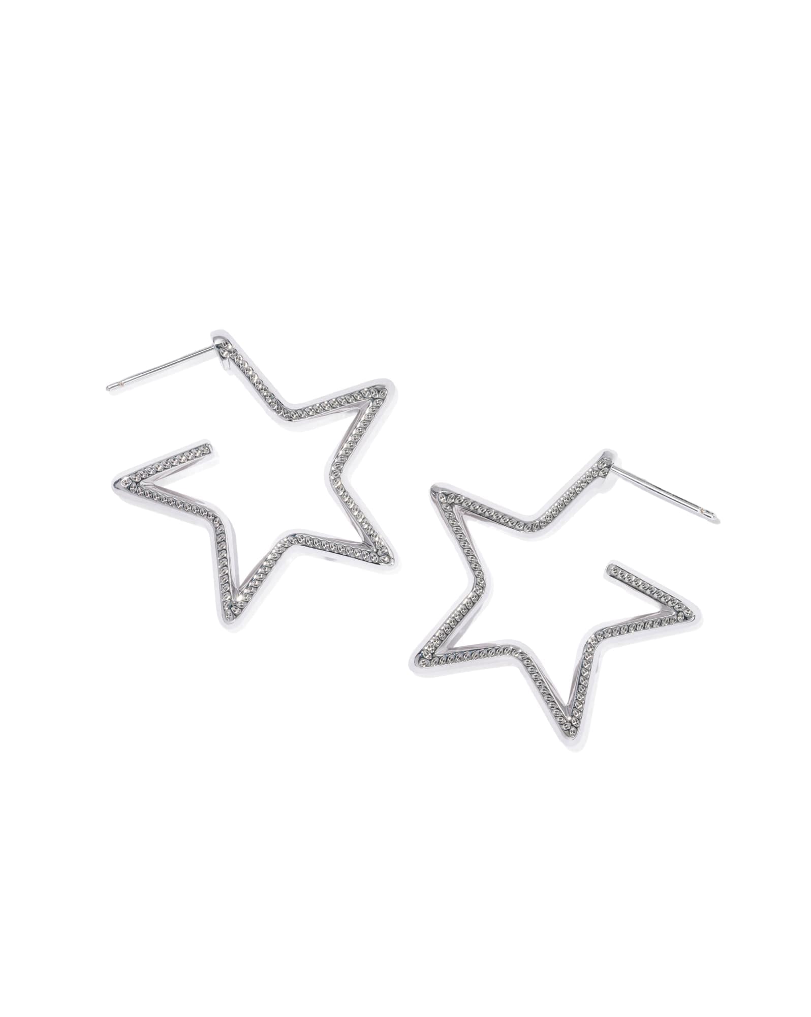 Cassidy Silver Enamel Double Star Hoop Earrings