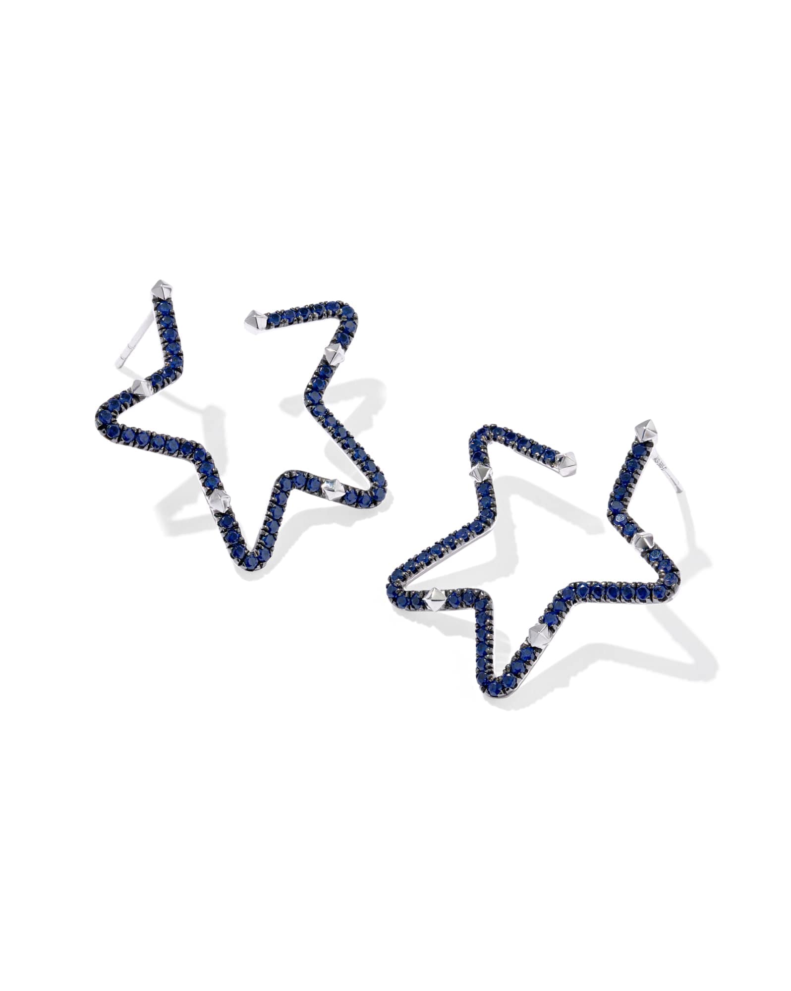 1.17 ct Lab Grown Blue Sapphire Star Hoop Earrings
