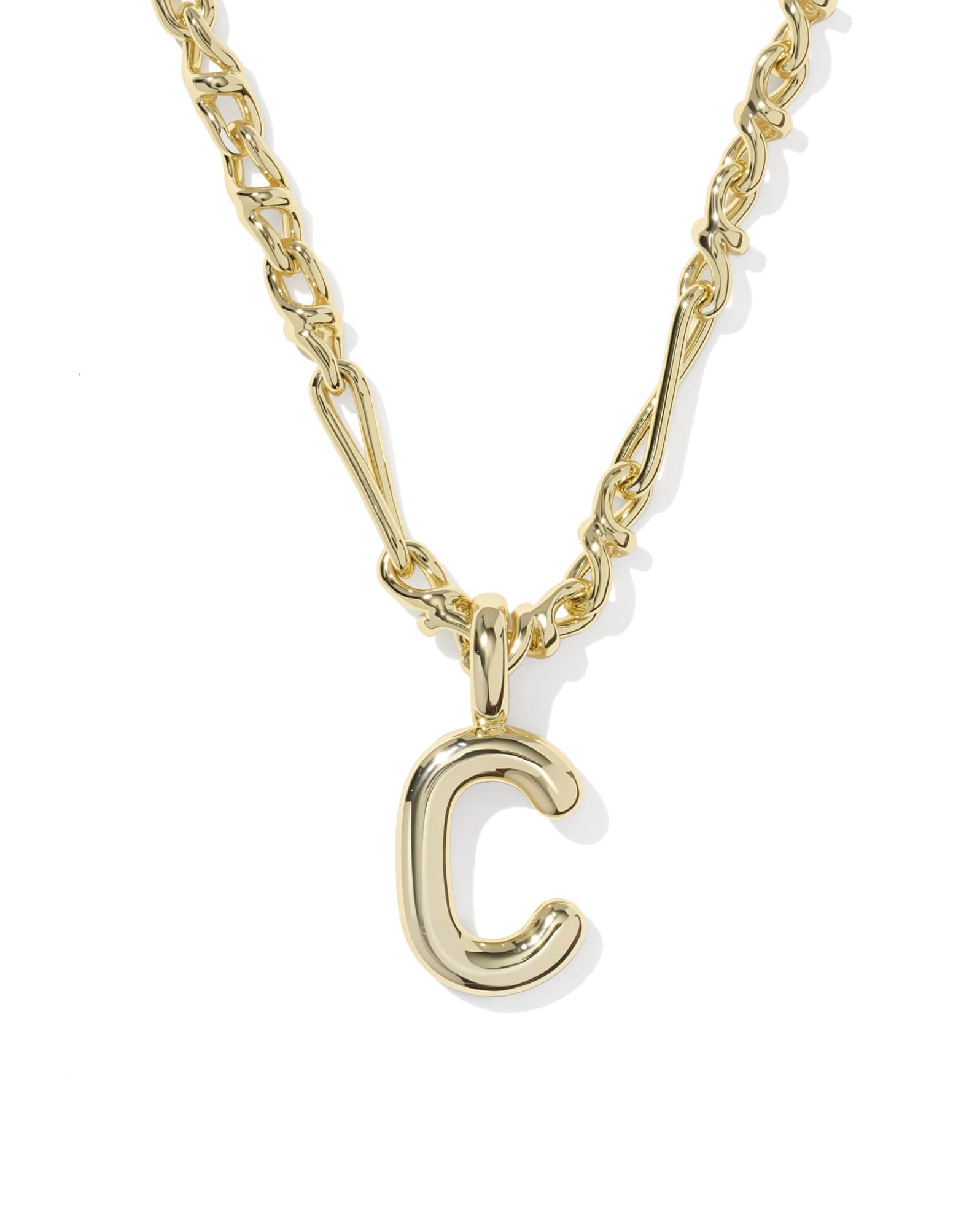 Bubble Letter C Gold Short Pendant Necklace