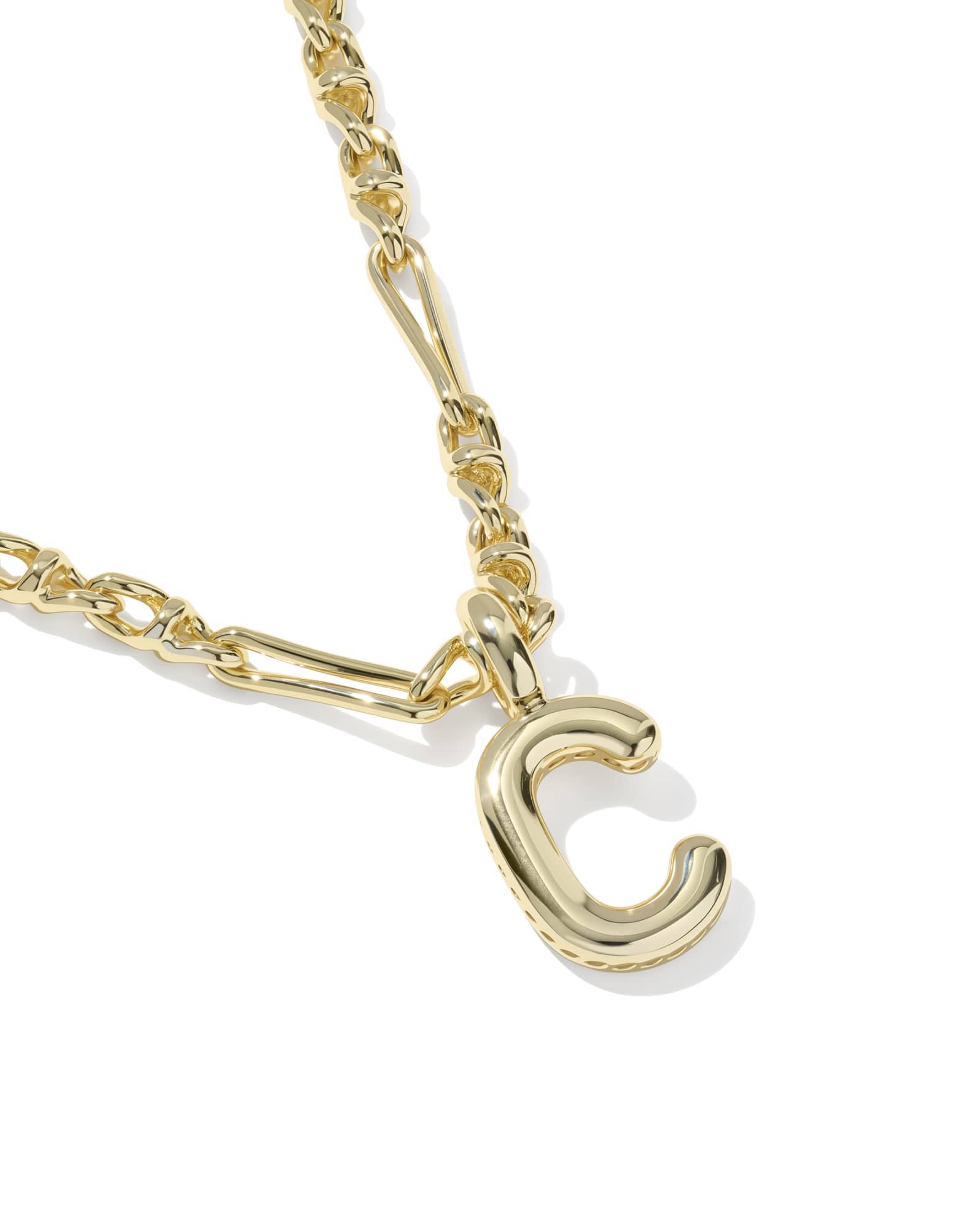 Bubble Letter C Gold Short Pendant Necklace