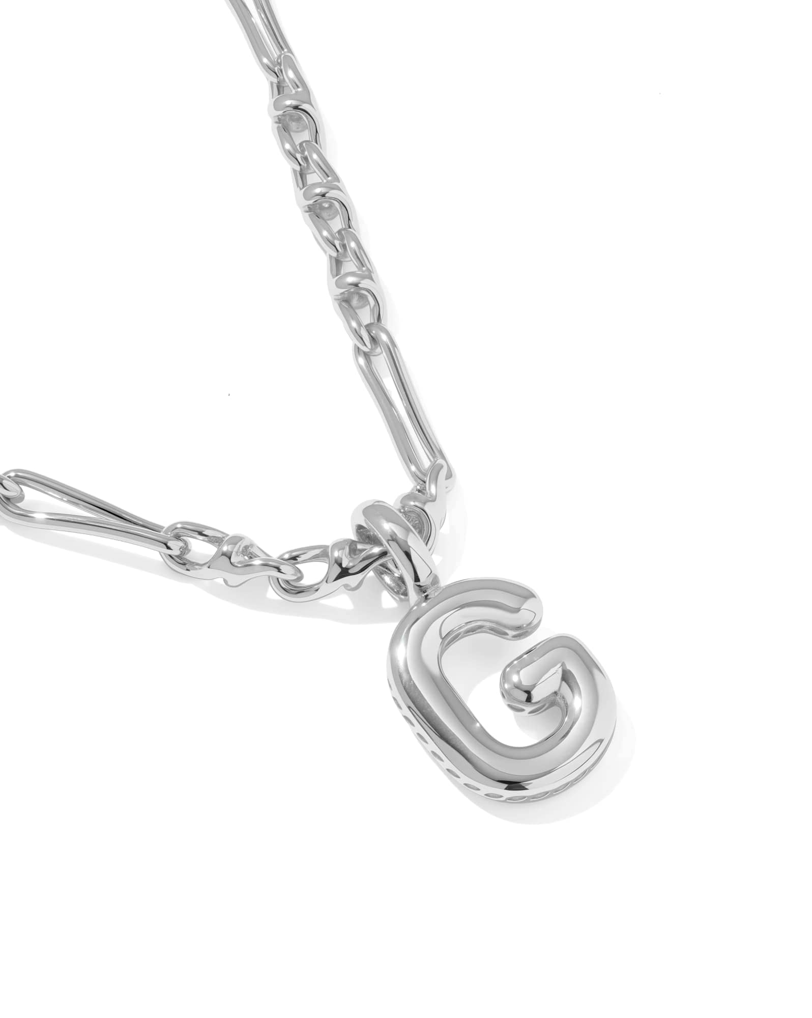 Bubble Letter G Silver Short Pendant Necklace