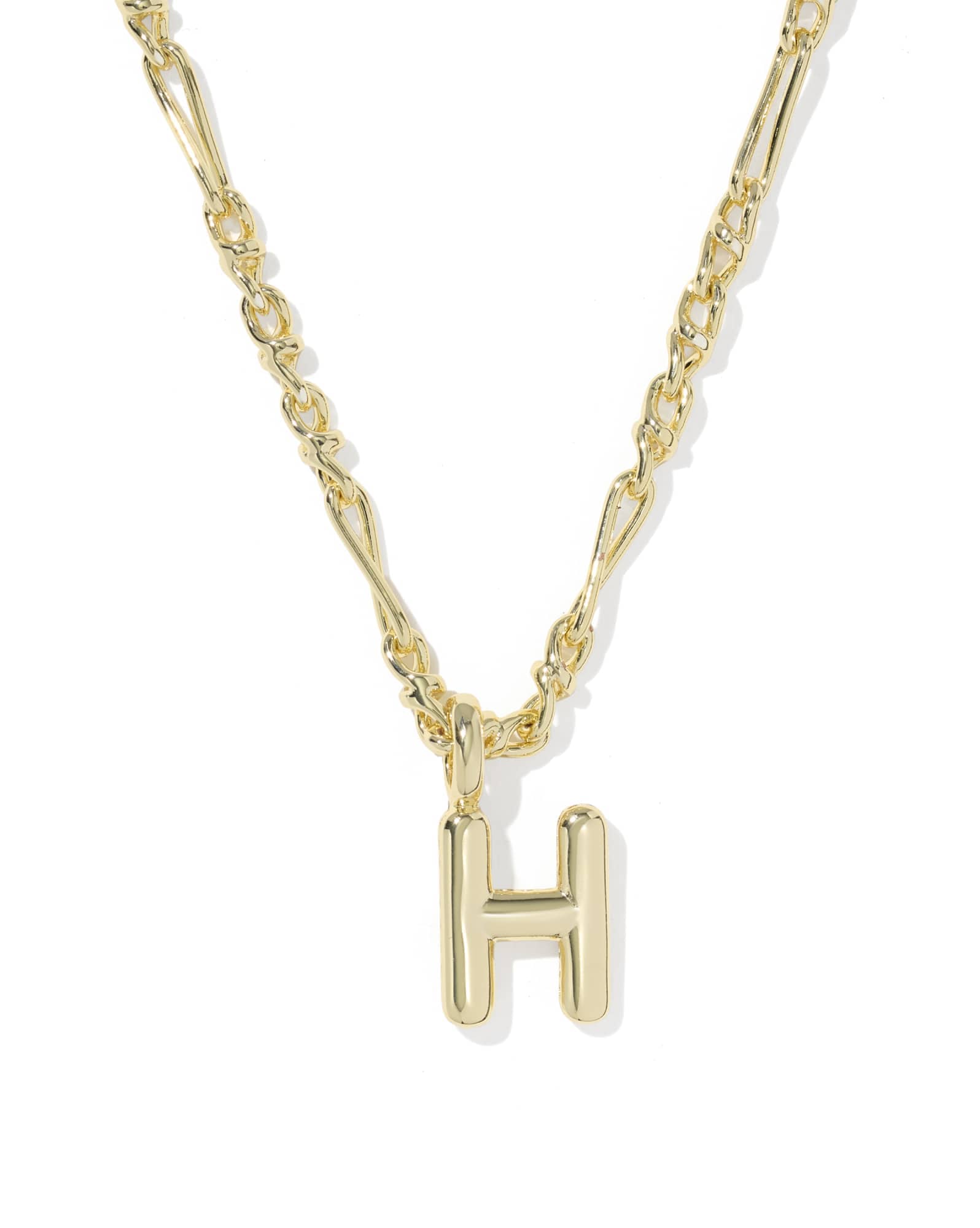 Bubble Letter H Gold Short Pendant Necklace