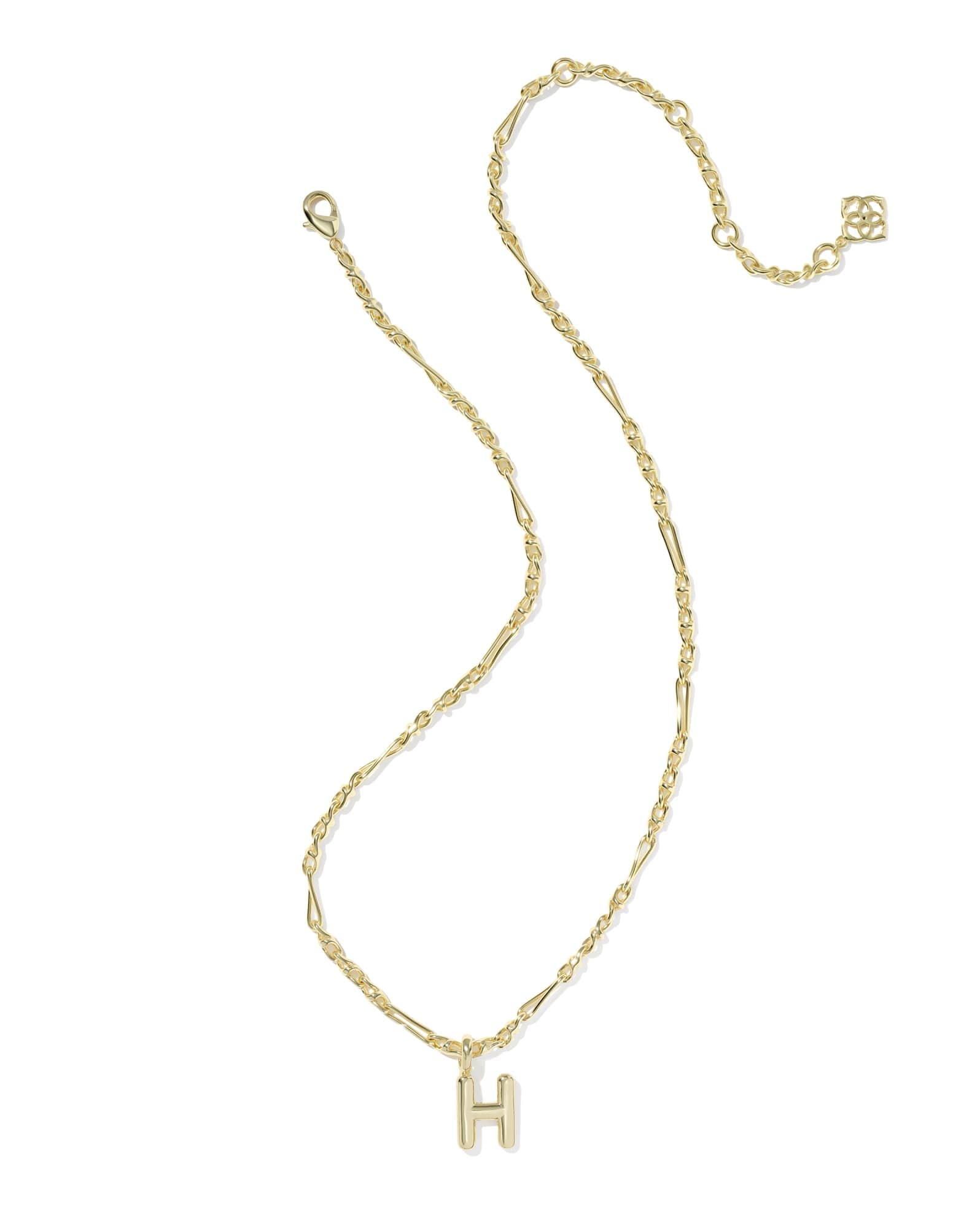 Bubble Letter H Gold Short Pendant Necklace