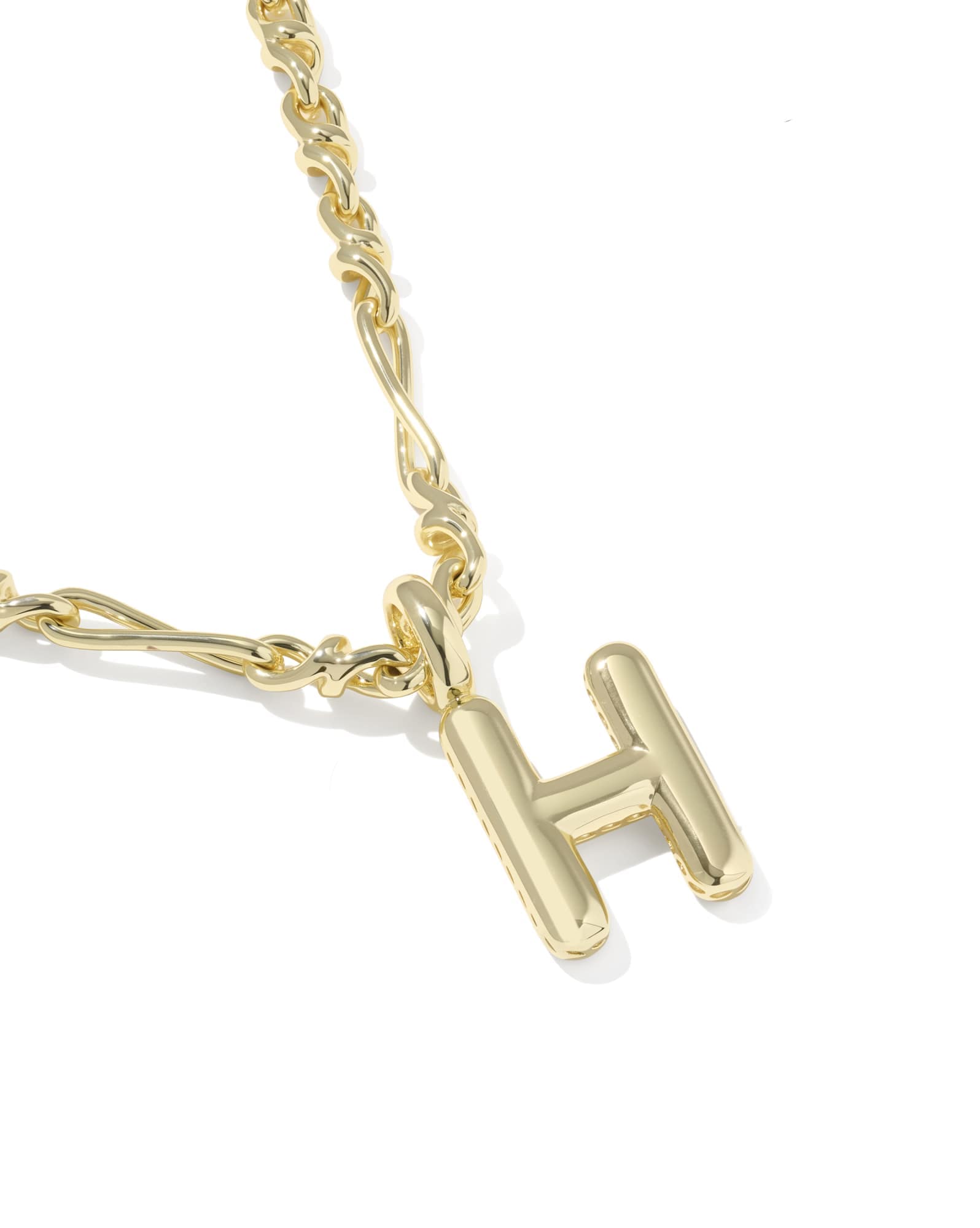 Bubble Letter H Gold Short Pendant Necklace