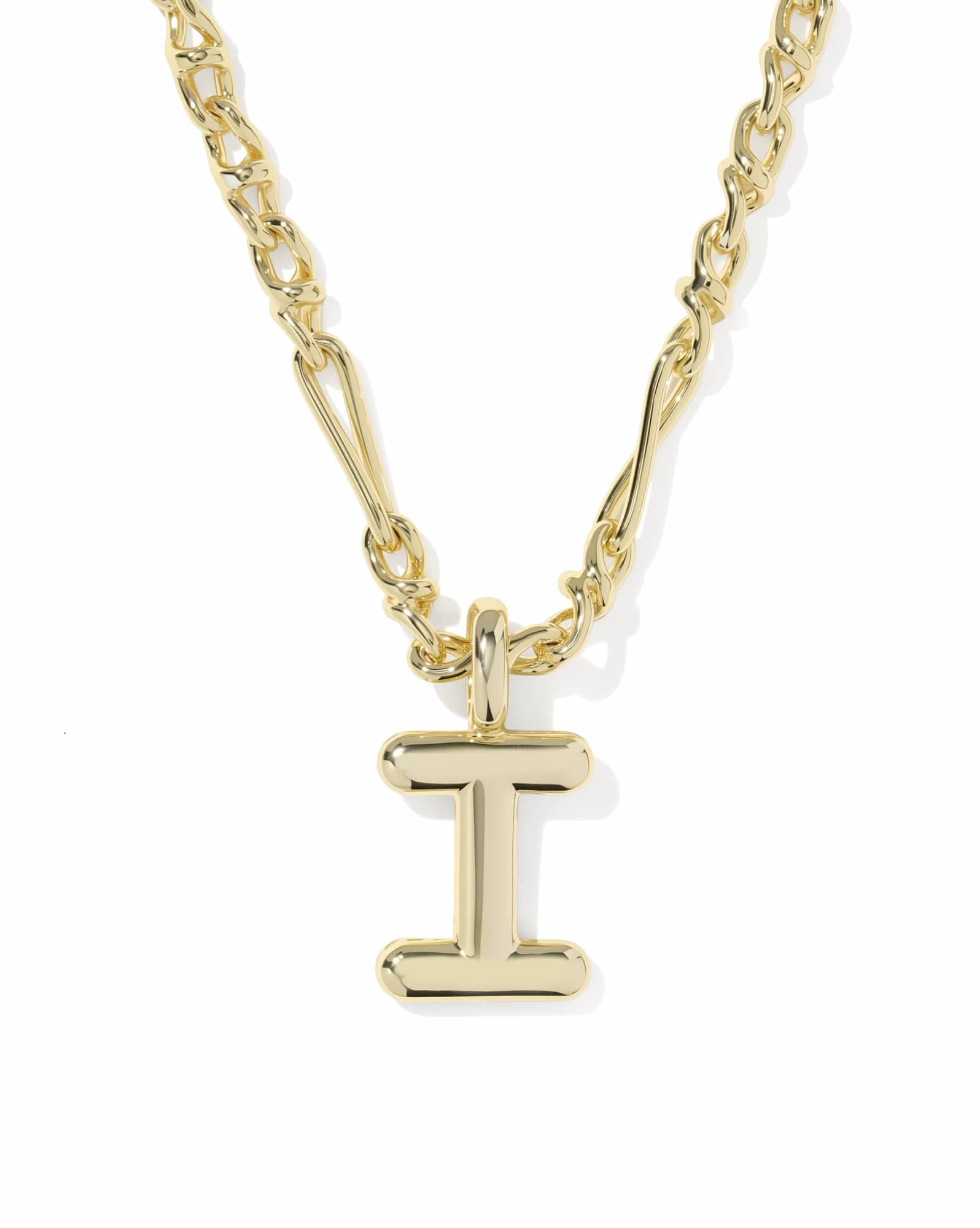 Bubble Letter I Gold Short Pendant Necklace