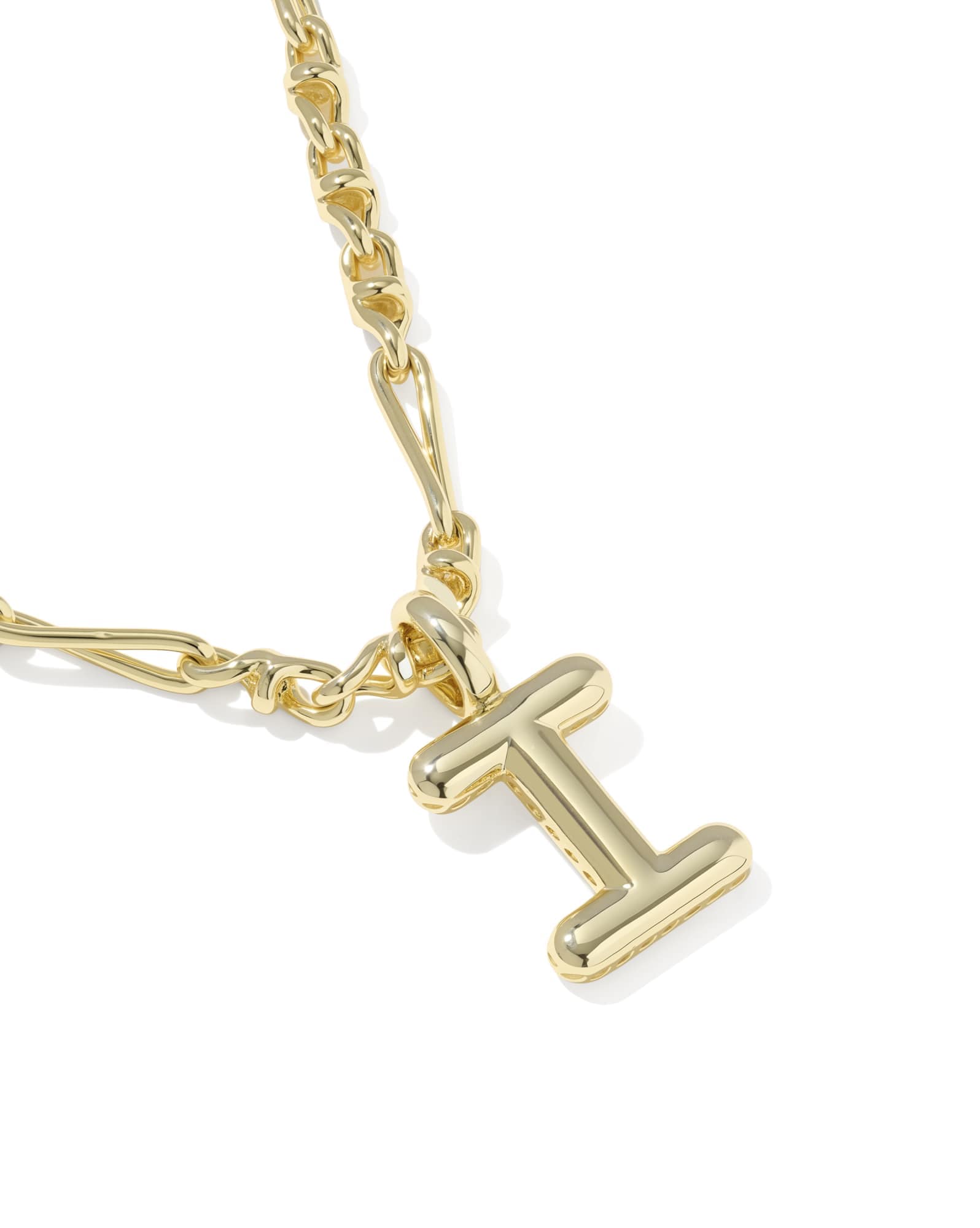 Bubble Letter I Gold Short Pendant Necklace