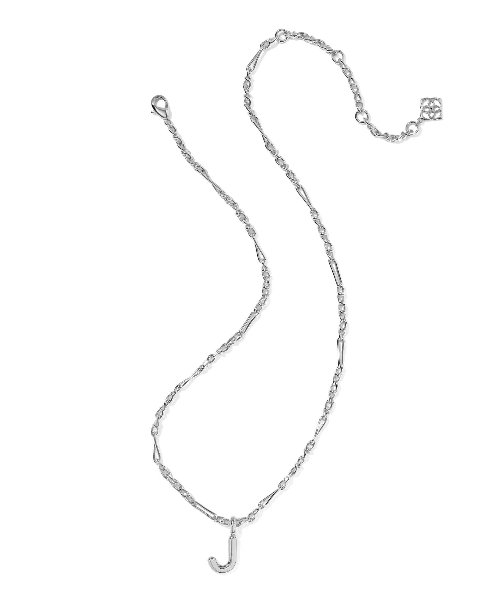 Bubble Letter J Silver Short Pendant Necklace