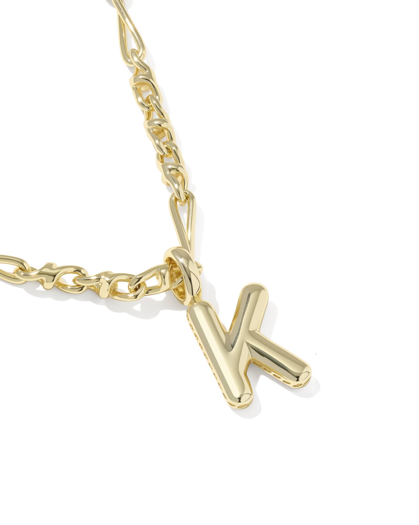 Bubble Letter K Gold Short Pendant Necklace