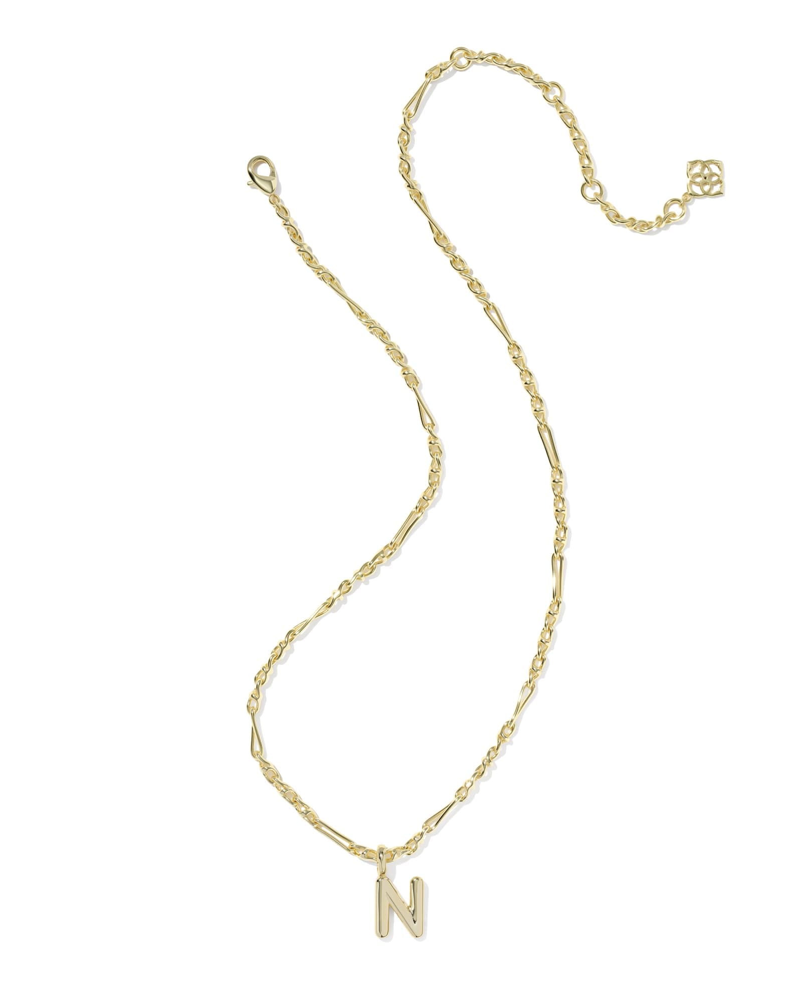 Bubble Letter N Gold Short Pendant Necklace