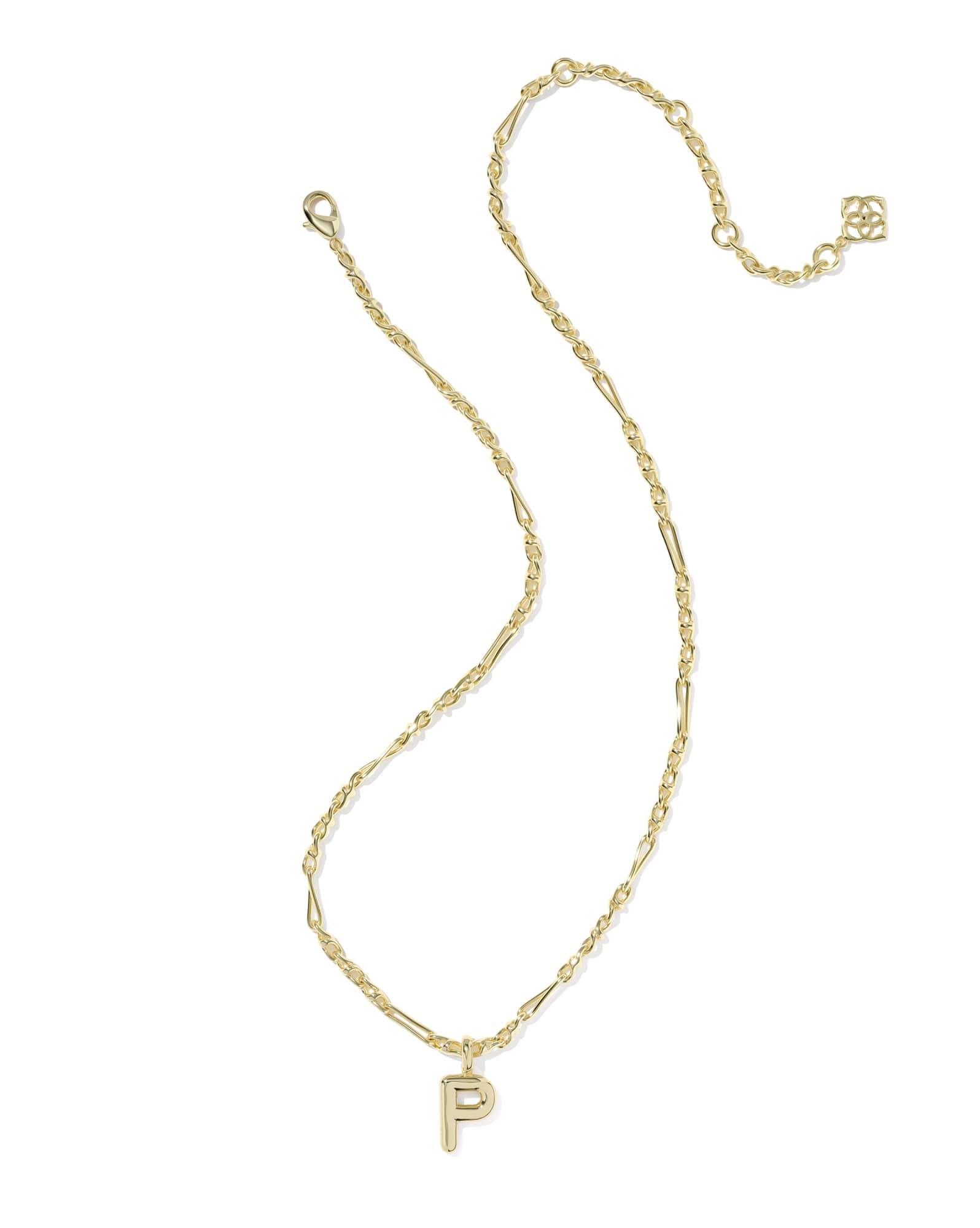 Bubble Letter P Gold Short Pendant Necklace