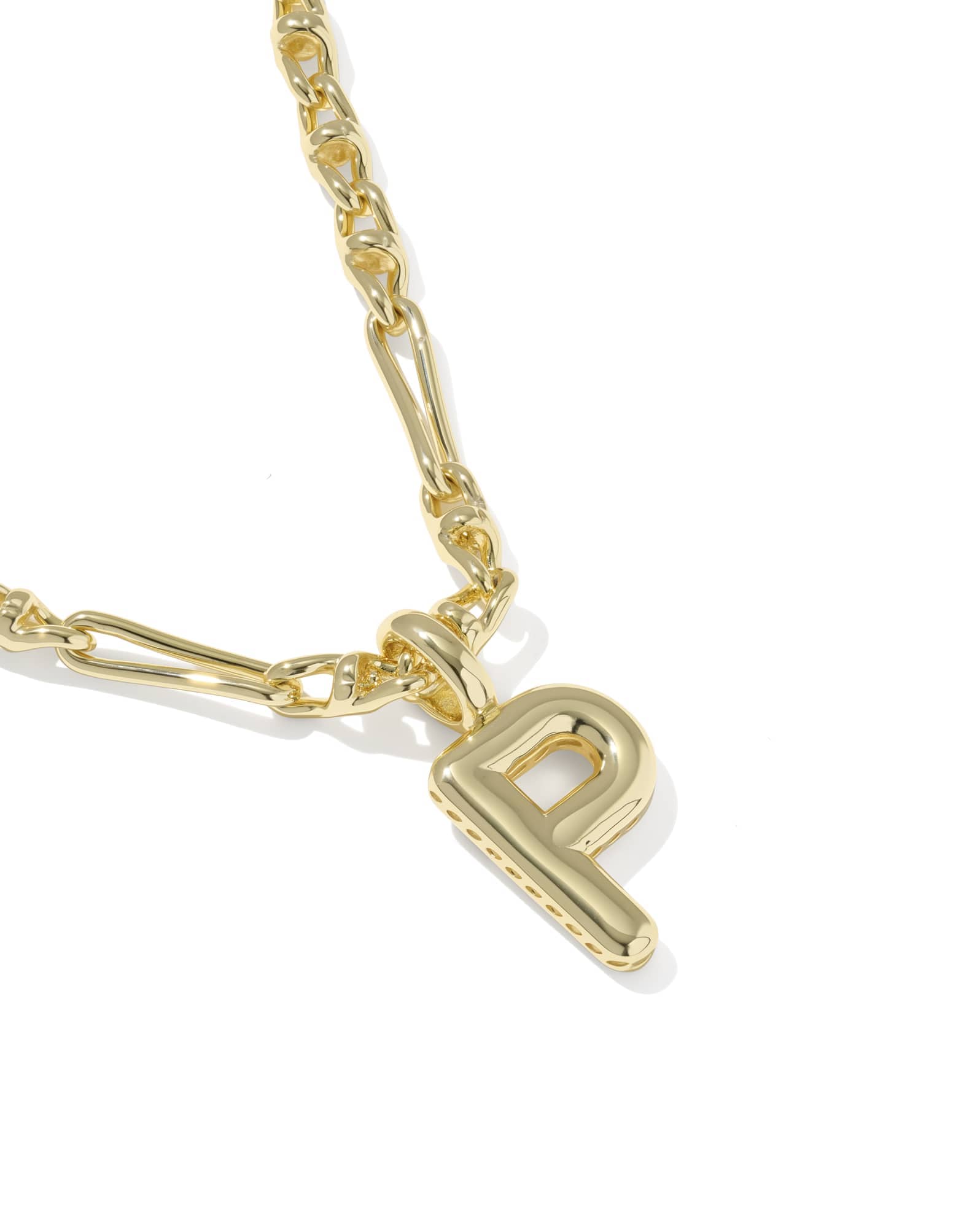 Bubble Letter P Gold Short Pendant Necklace