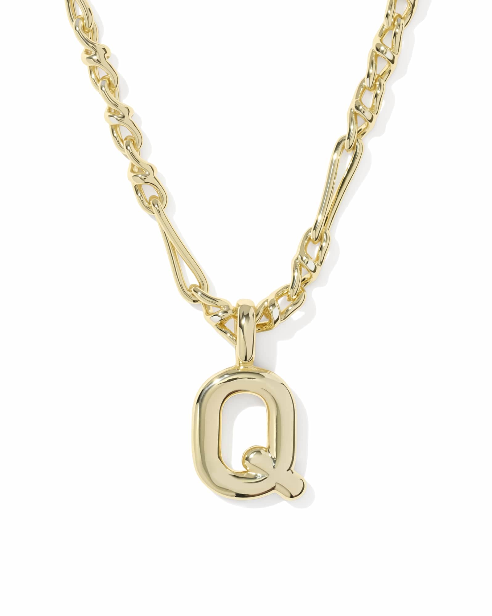 Bubble Letter Q Gold Short Pendant Necklace