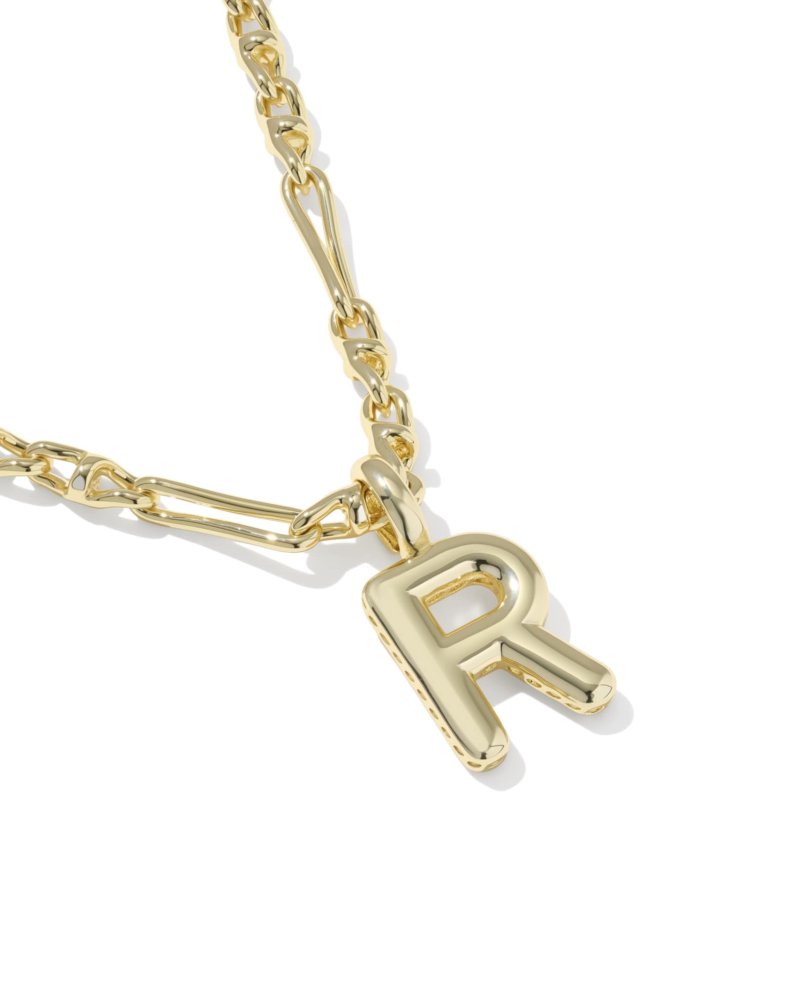 Bubble Letter R Gold Short Pendant Necklace