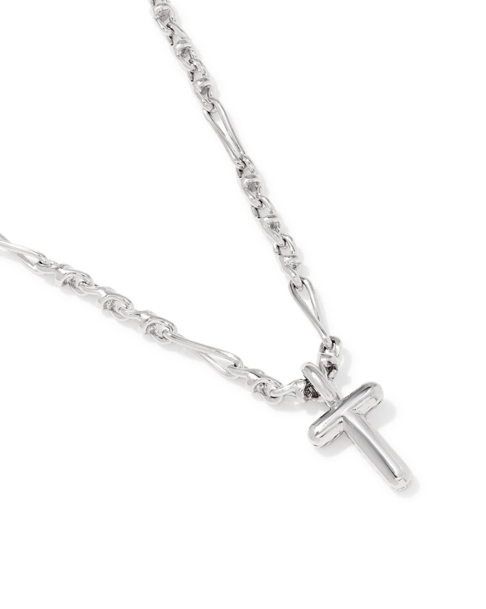 Bubble Letter T Silver Short Pendant Necklace
