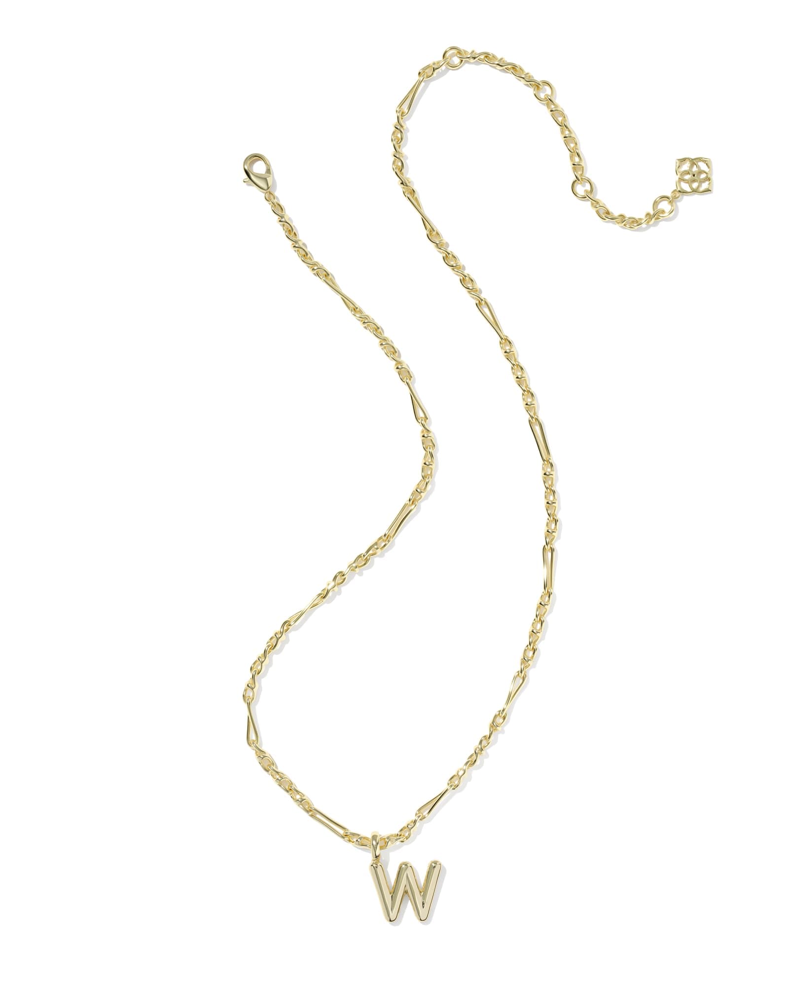 Bubble Letter W Gold Short Pendant Necklace