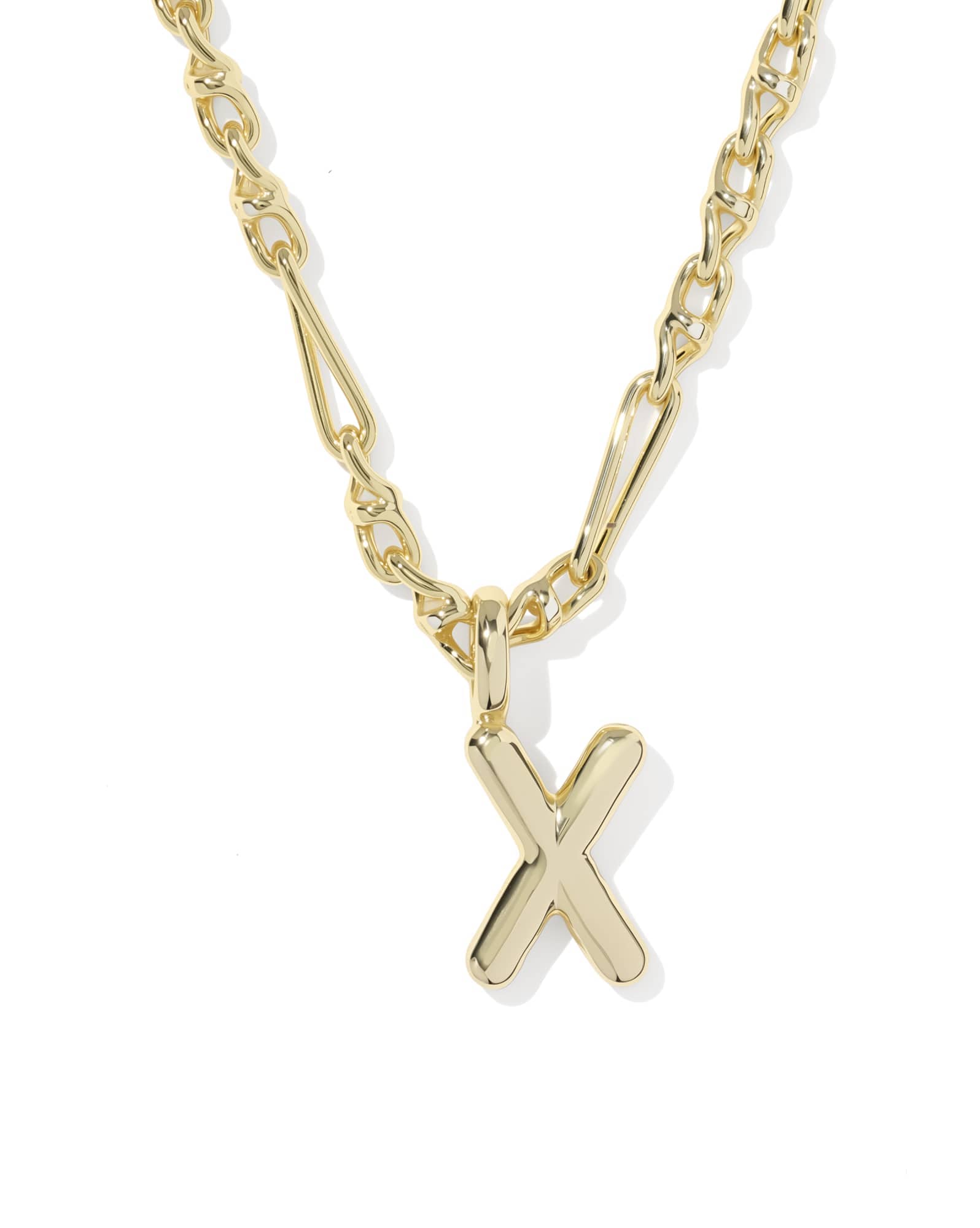 Bubble Letter X Gold Short Pendant Necklace
