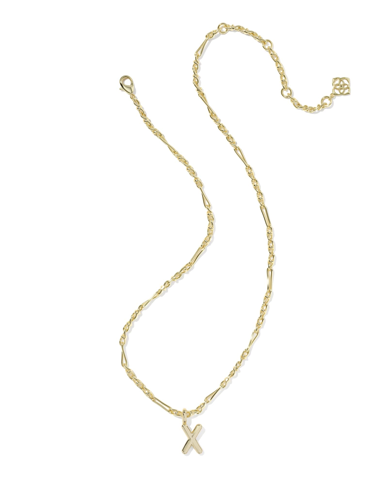 Bubble Letter X Gold Short Pendant Necklace