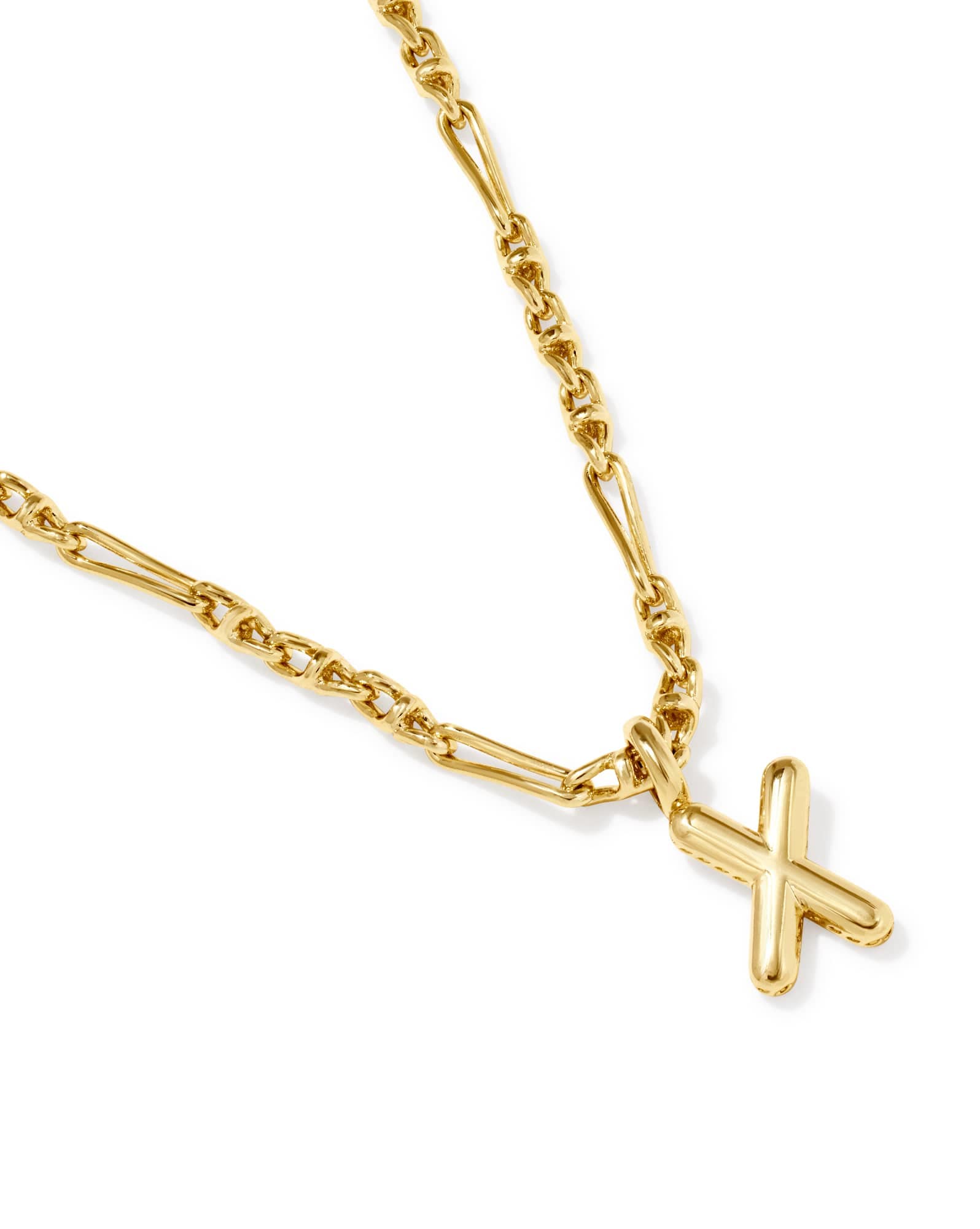 Bubble Letter X Gold Short Pendant Necklace