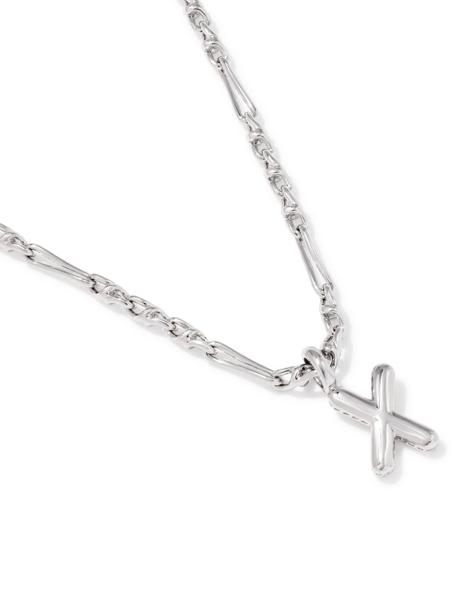Bubble Letter X Silver Short Pendant Necklace