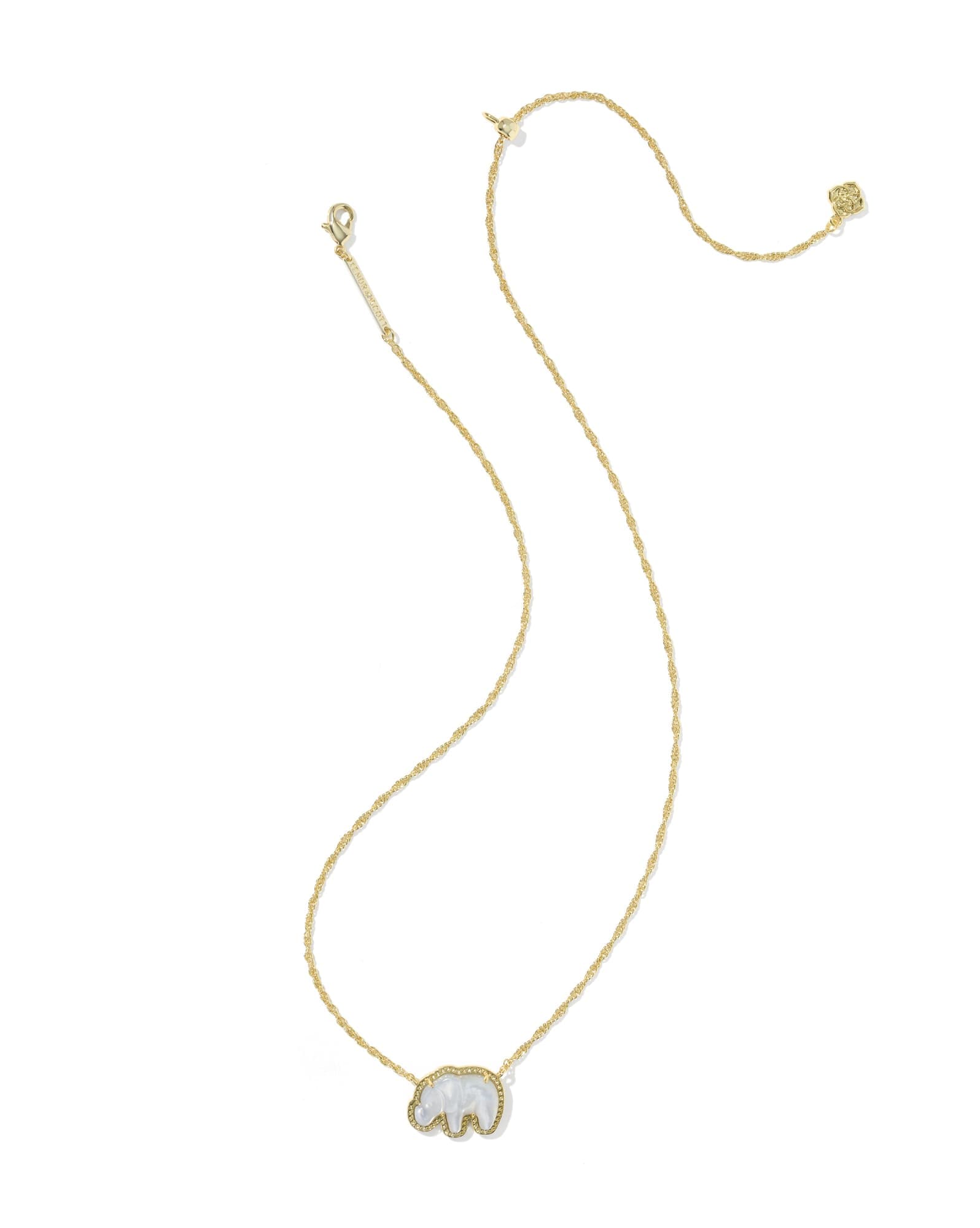 Elephant Gold Short Pendant Necklace