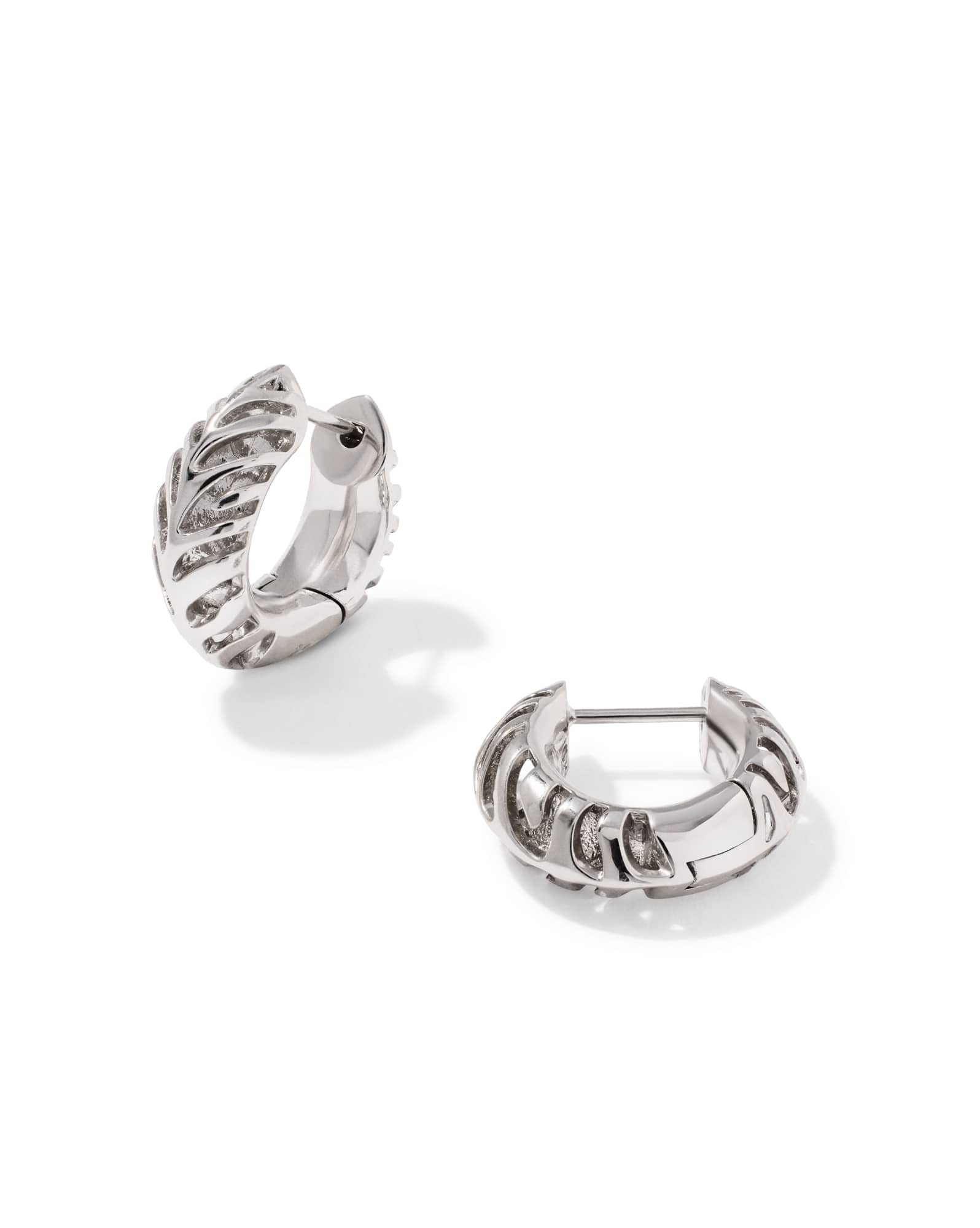 Tiger Striped Mikki Silver Huggie Earrings