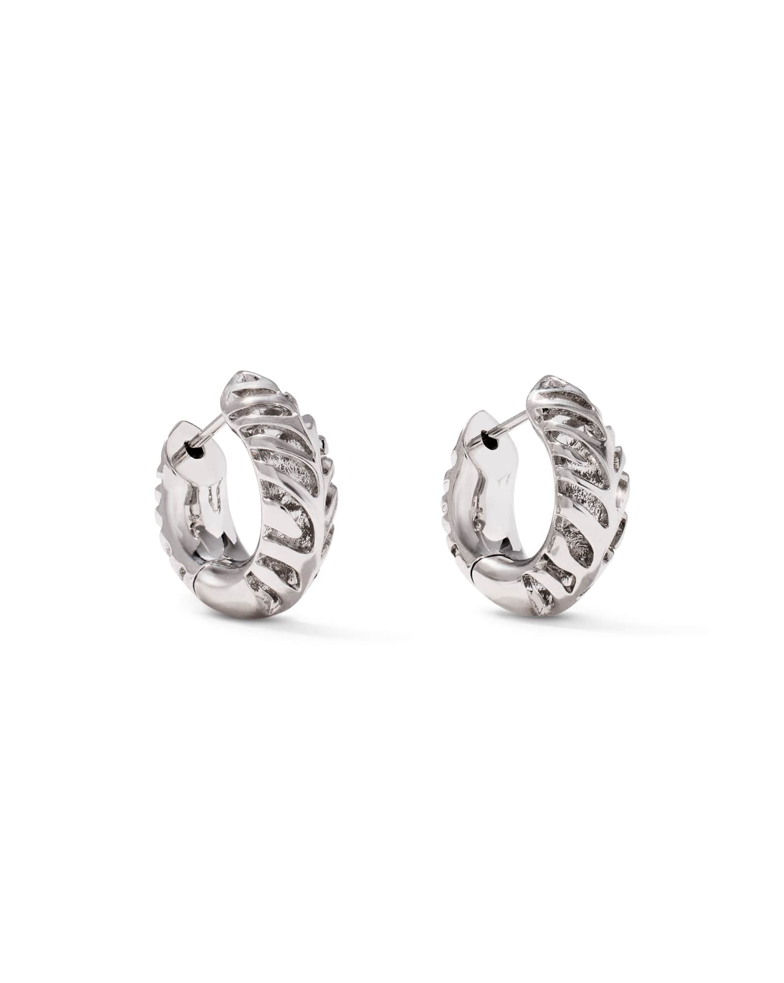 Tiger Striped Mikki Silver Huggie Earrings