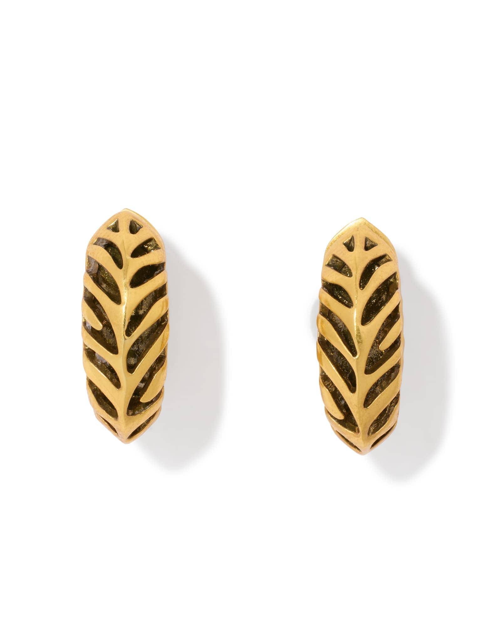 Tiger Striped Mikki Vintage Gold Huggie Earrings