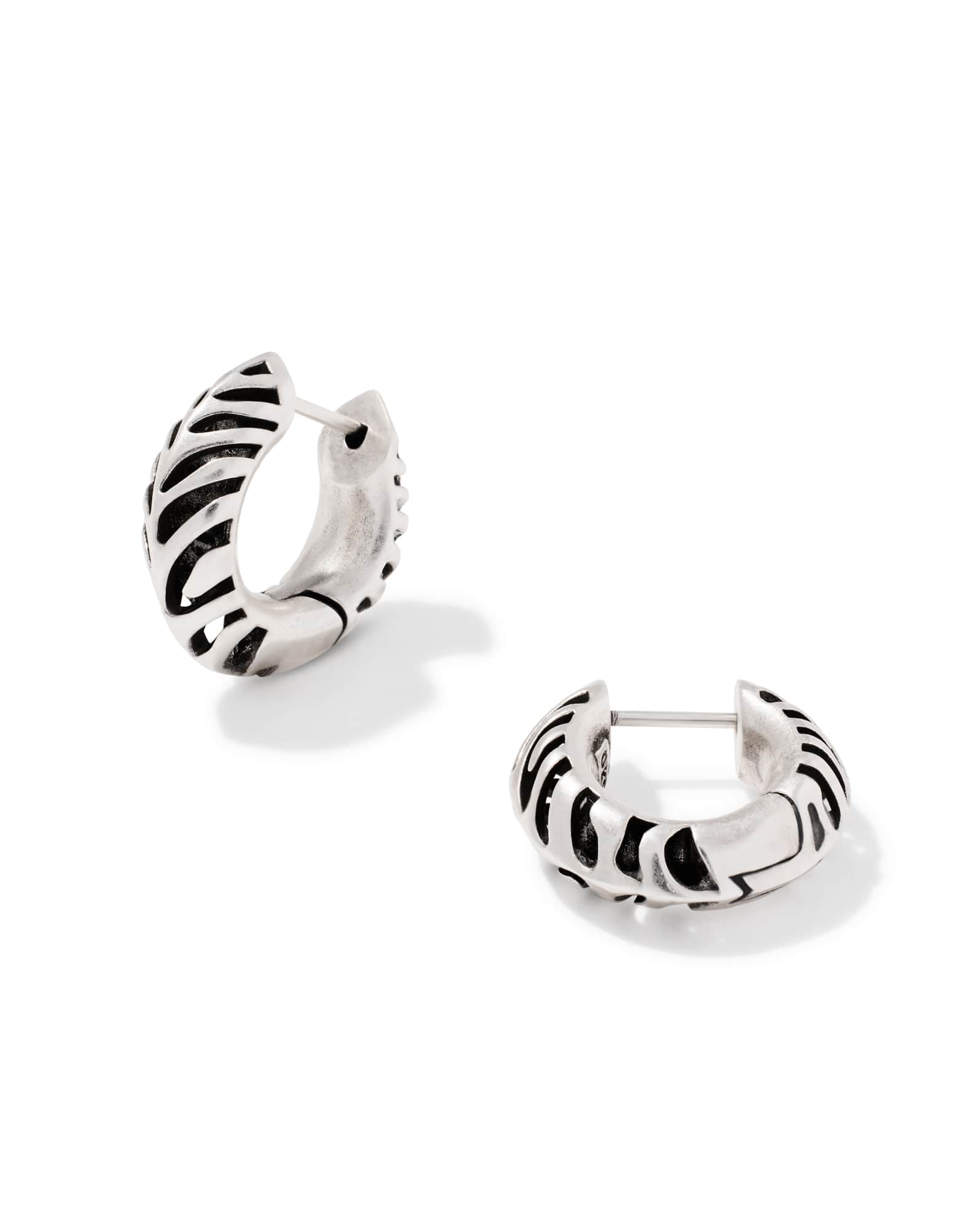 Tiger Striped Mikki Vintage Silver Huggie Earrings