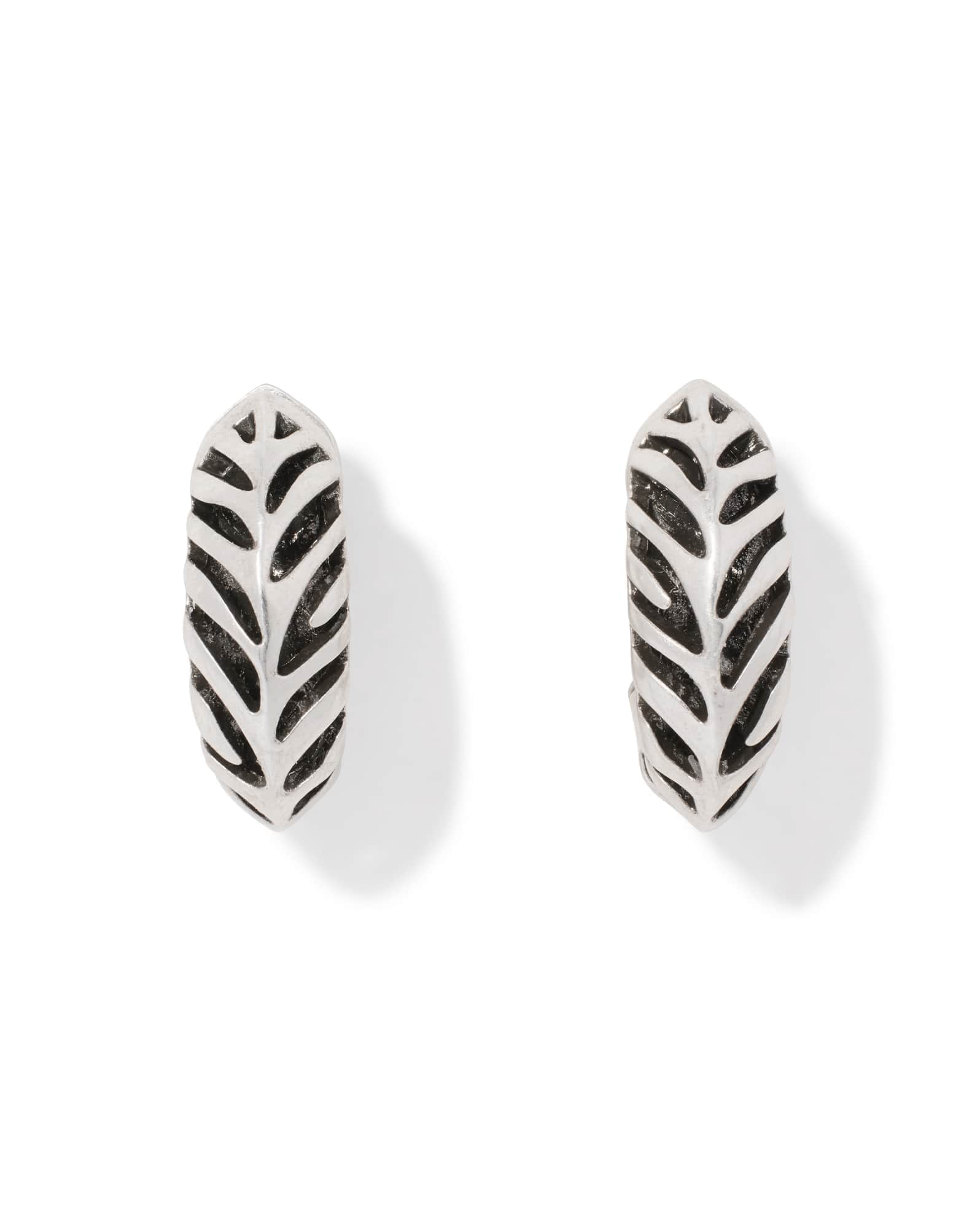 Tiger Striped Mikki Vintage Silver Huggie Earrings