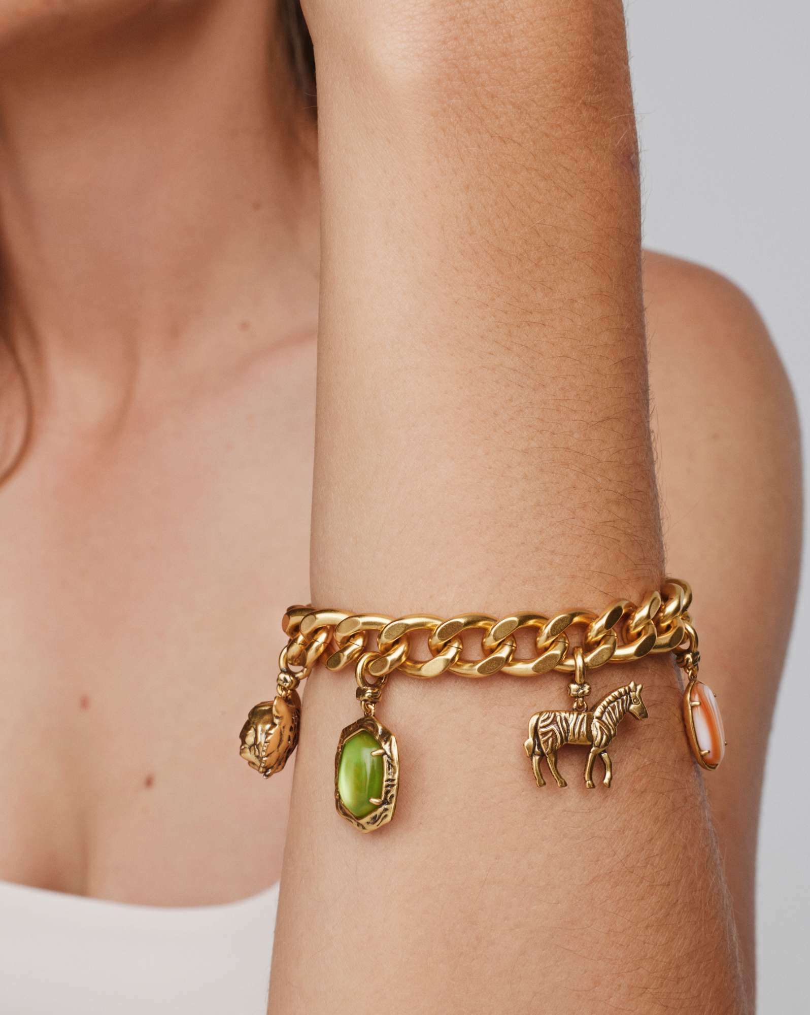 Raina Vintage Gold Charm Bracelet