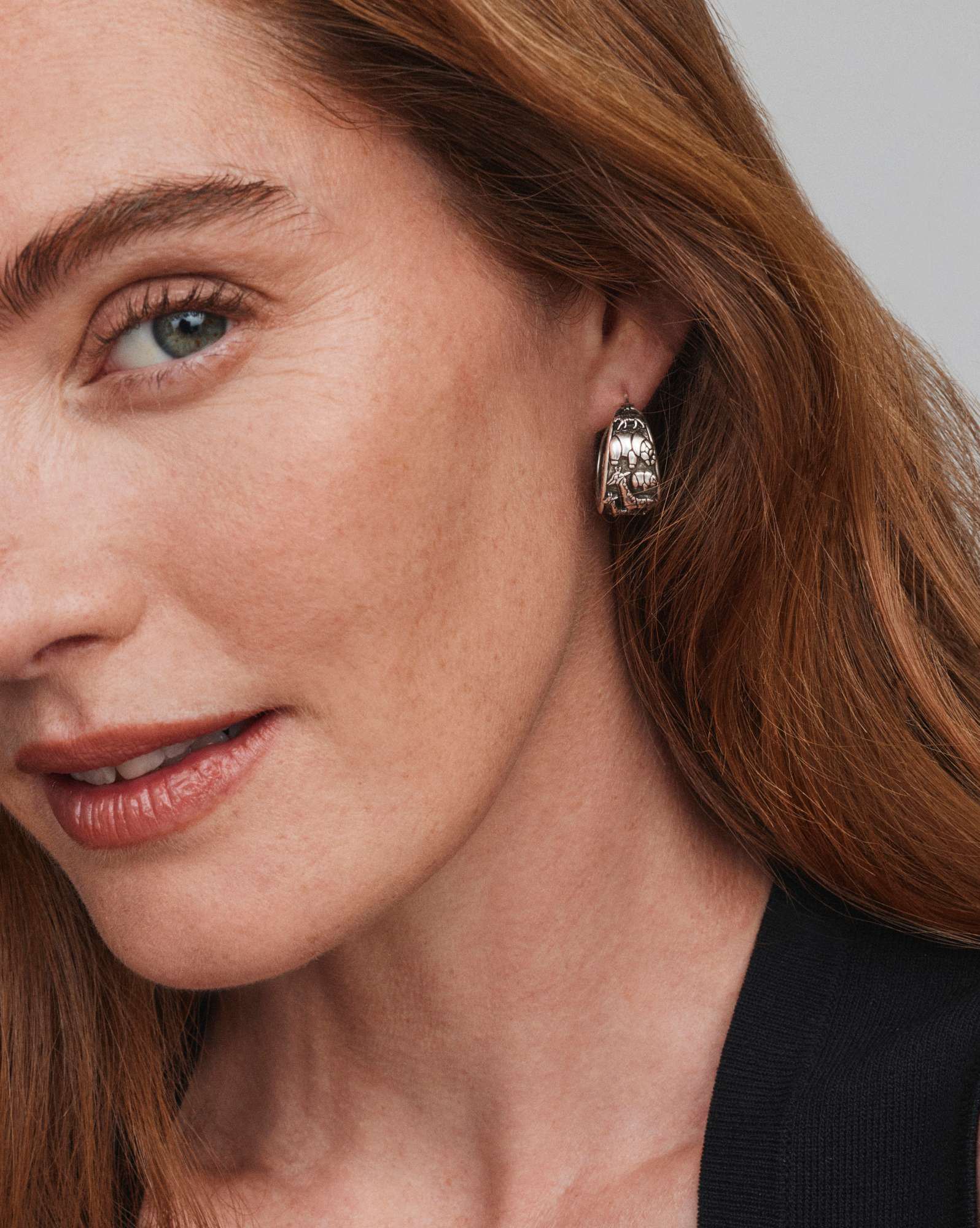 Raina Vintage Silver Hoop Earrings