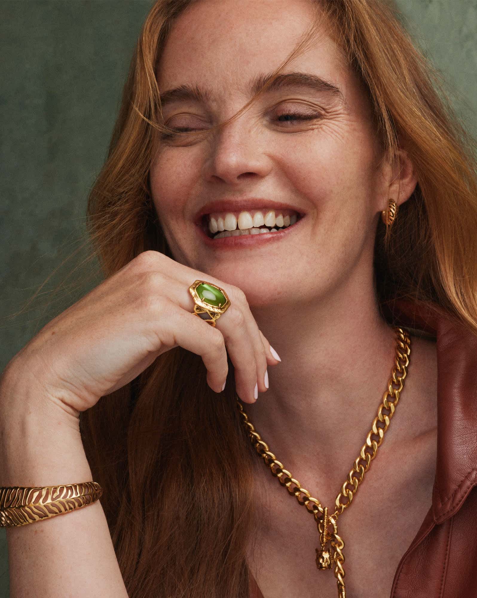 Tiger Striped Daphne Vintage Gold Cocktail Ring