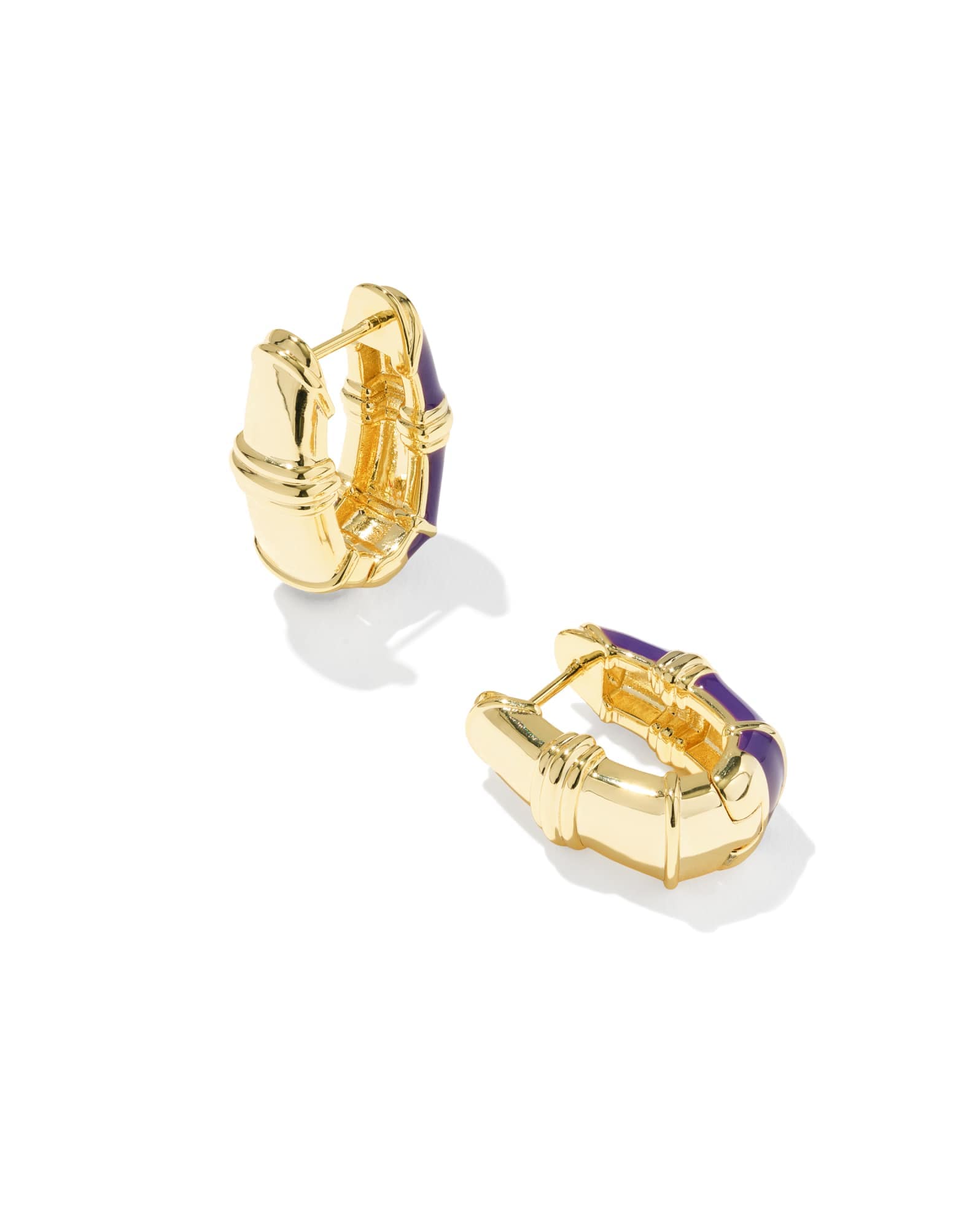 Courtney Gold Enamel Huggie Earrings