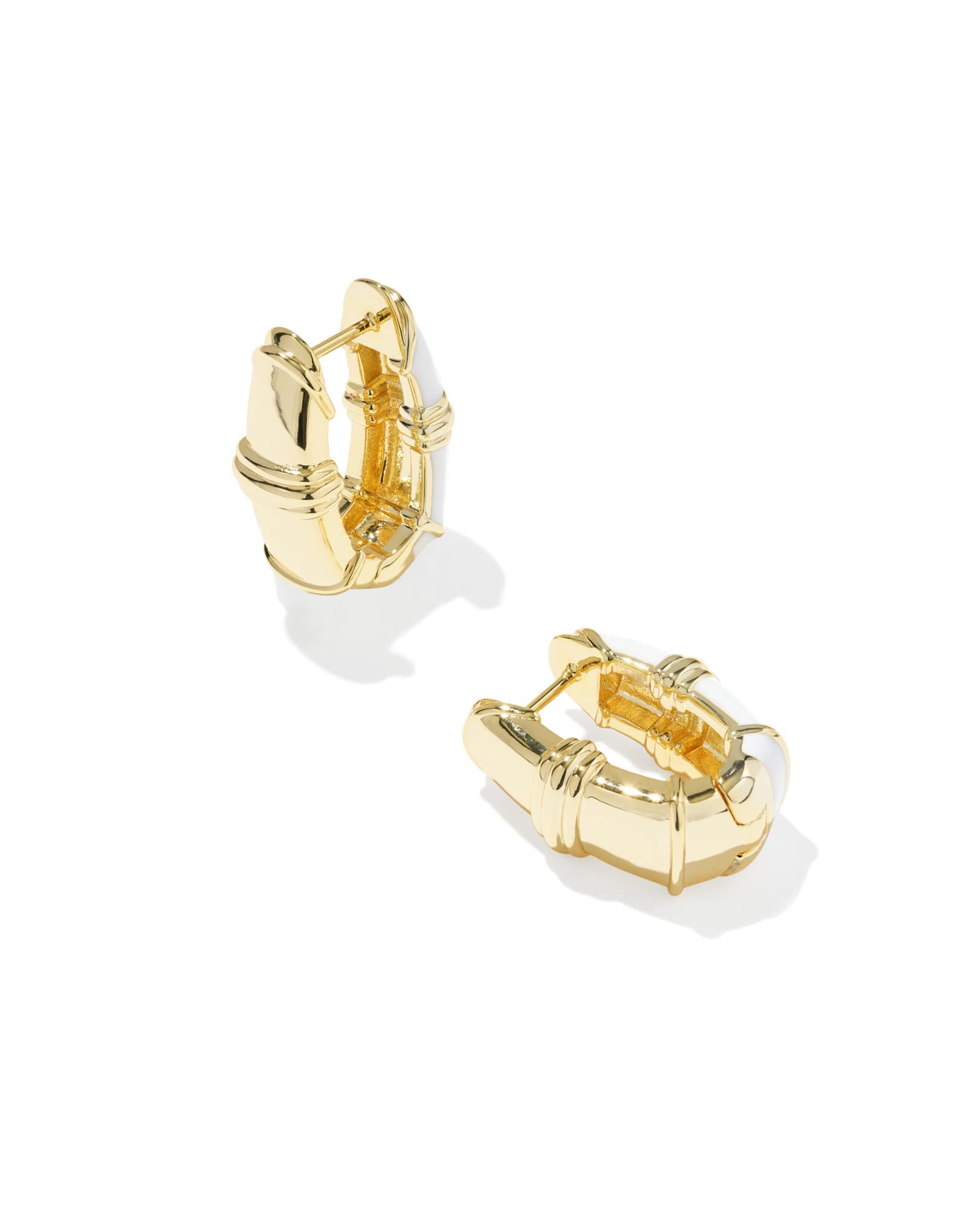 Courtney Gold Enamel Huggie Earrings