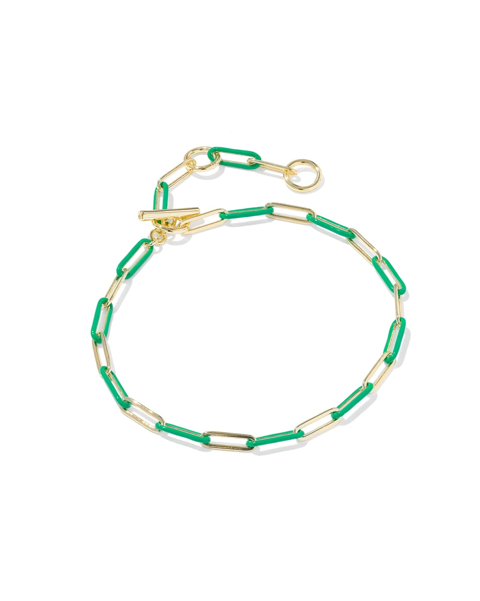 Courtney Gold Enamel Link and Chain Bracelet