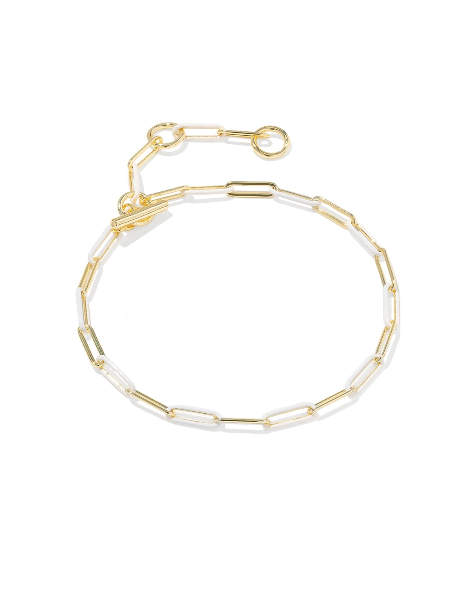Courtney Gold Enamel Link and Chain Bracelet