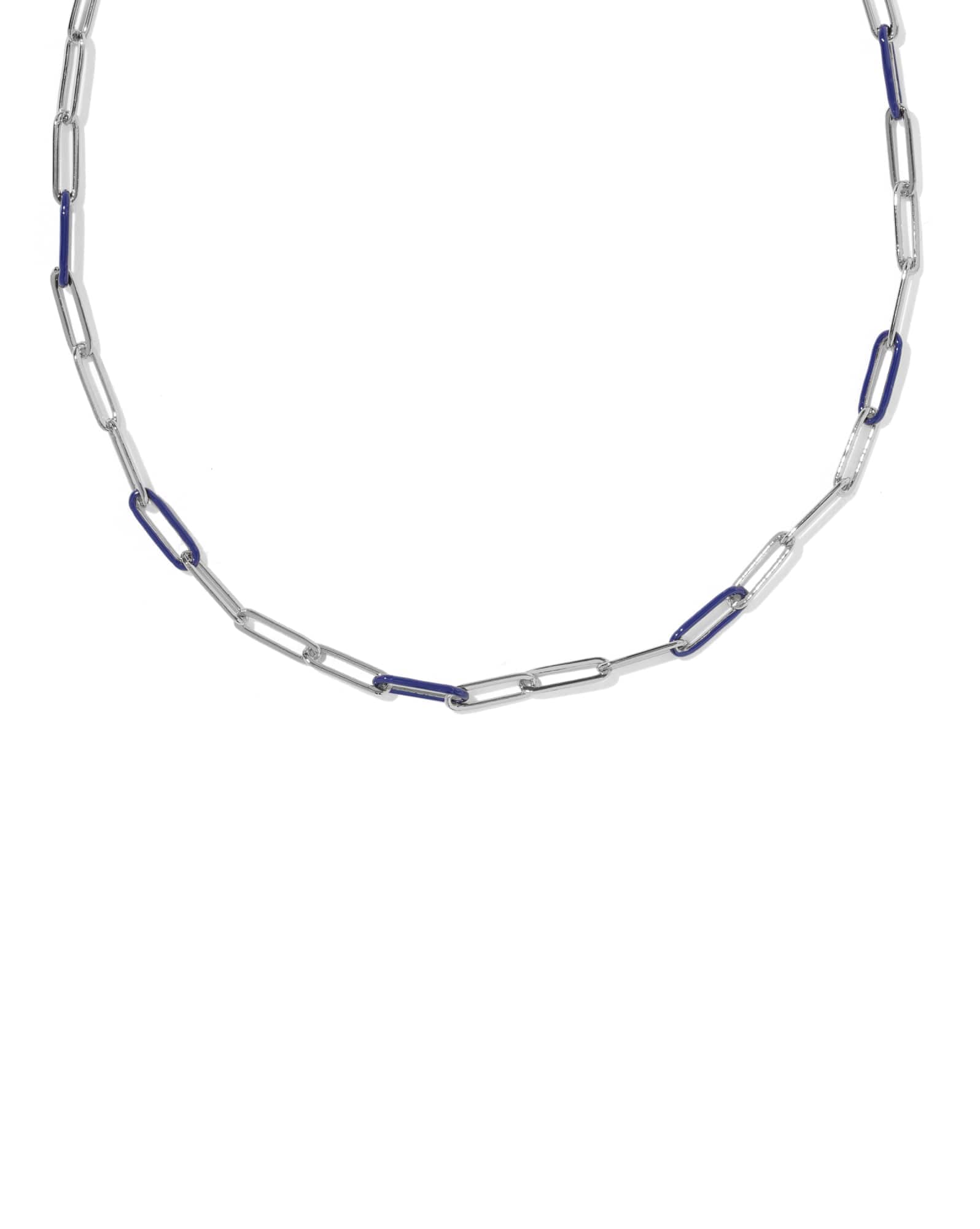 Courtney Silver Enamel Link and Chain Necklace